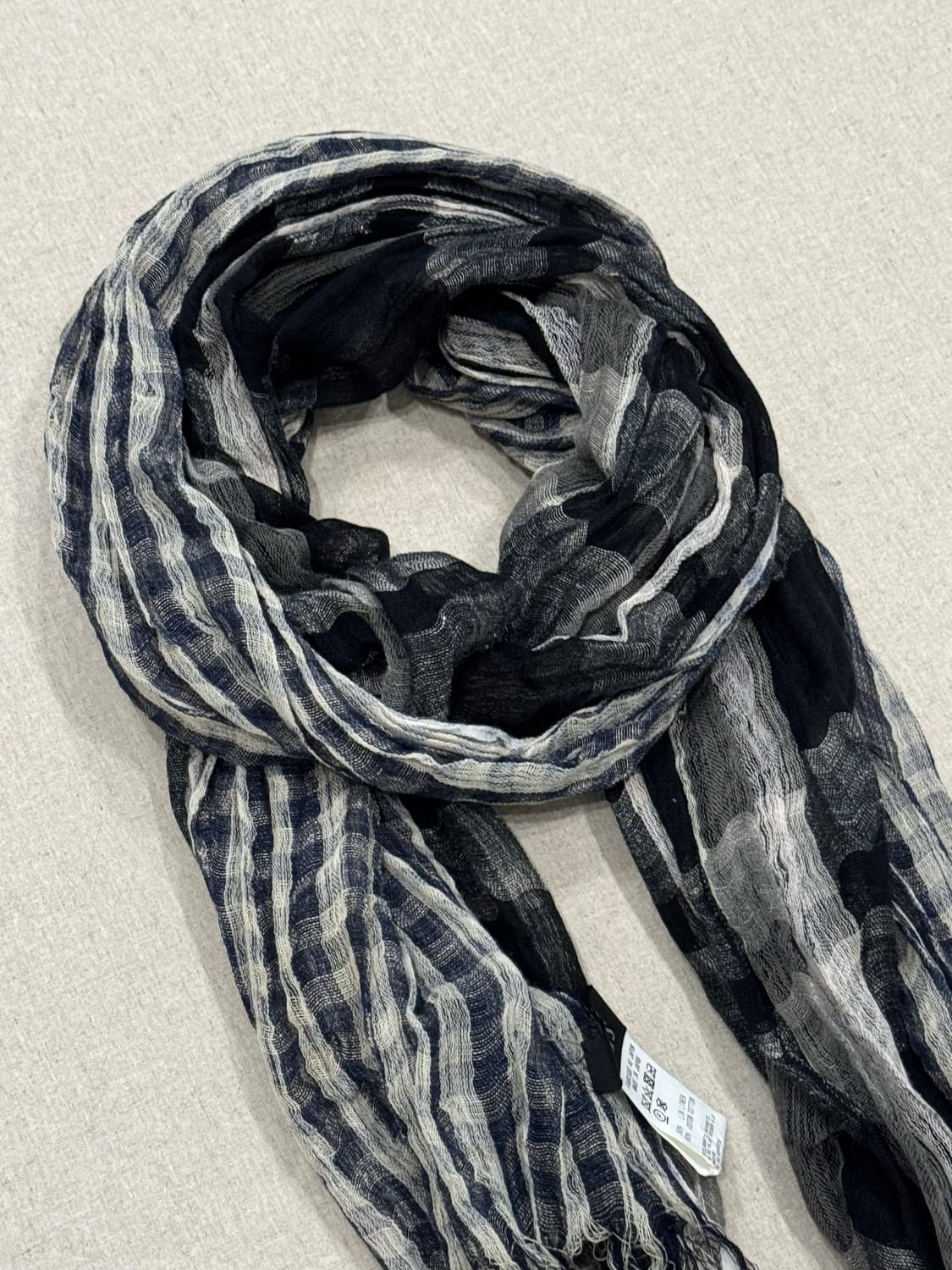 요지야마모토 믹스드 체크 린넨코튼 머플러 상품이미지2