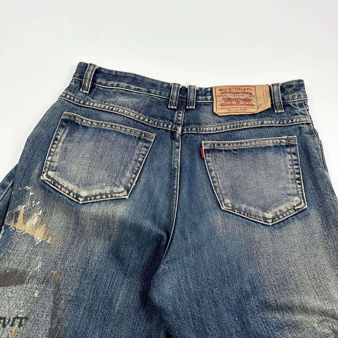 VTG 빈티지 스트레이트 워싱 페인팅 데님 팬츠 (32인치) 상품이미지6