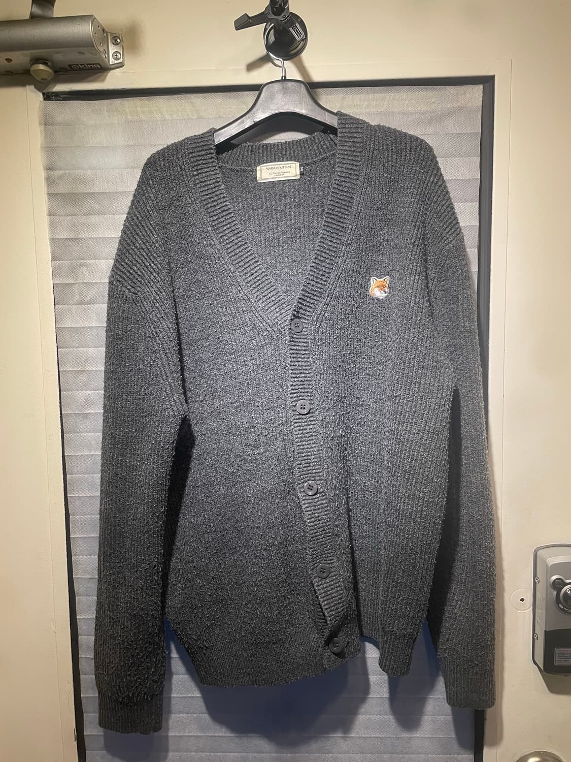 메종키츠네 폭스헤드 가디건 그레이M 가슴55기장65 상품이미지1