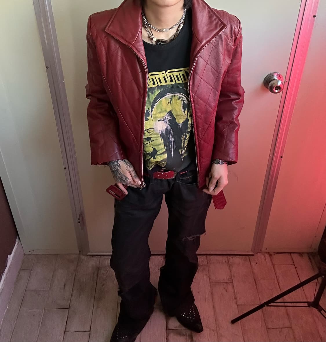 pig leather half-neck zip-up jacket 상품이미지3