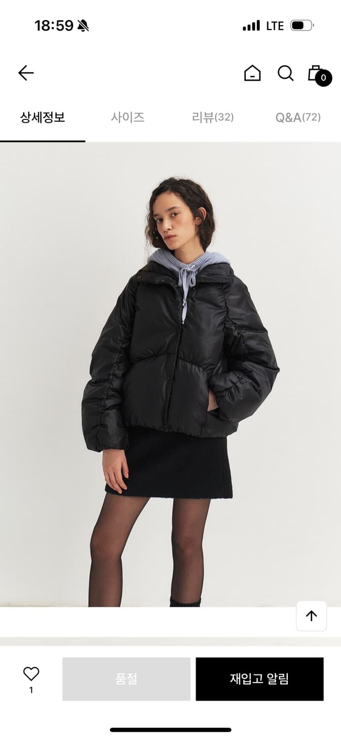 Mohan 하이넥 셔링 구스 다운 블랙 상품이미지7