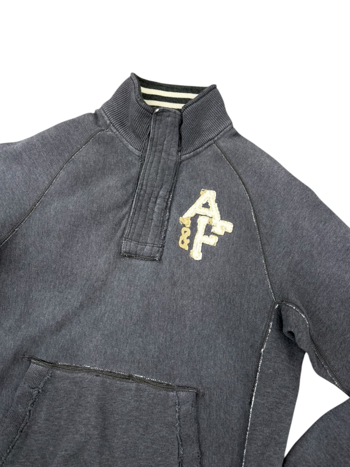 아베크롬비 머슬핏 워시드데님 차콜 블루 반집업 긴팔티 상품이미지6