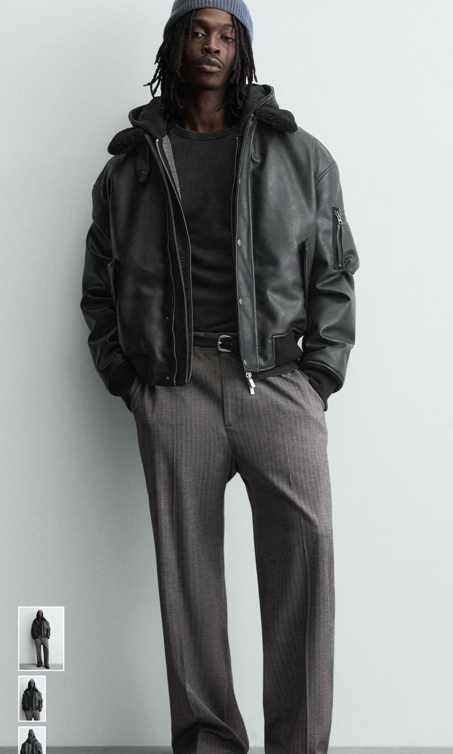 자라 레더 시어링 자켓 상품이미지2