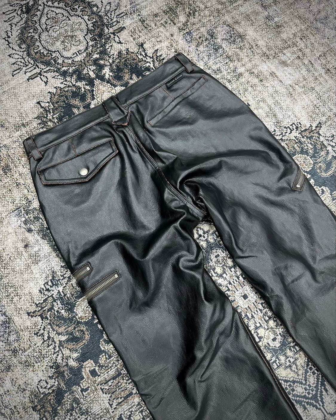 Custom culture fake leather biker jeans 상품이미지4