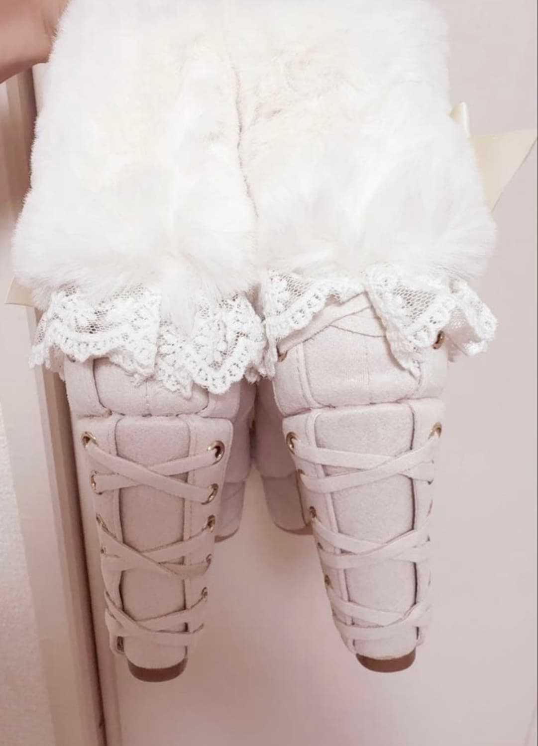 미사용) 리즈리사 크로스 레이스 스트로베리 퍼 숏부츠 240 양산형  상품이미지4