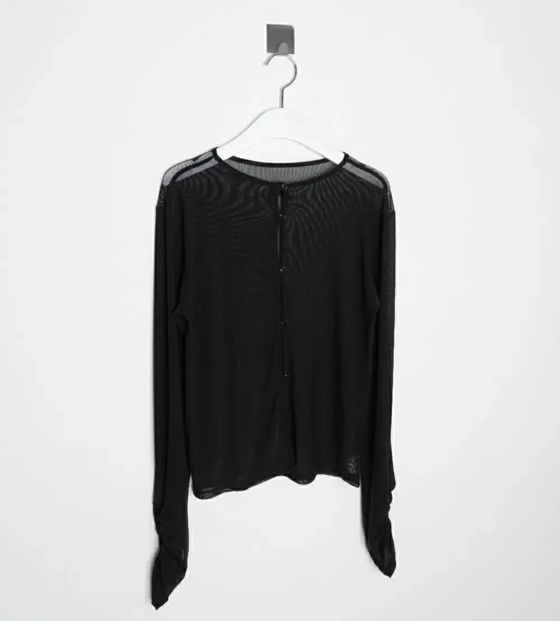 우화 가디건 블랙 검정 WRINKLE MESH CARDIGAN BLACK 상품이미지3