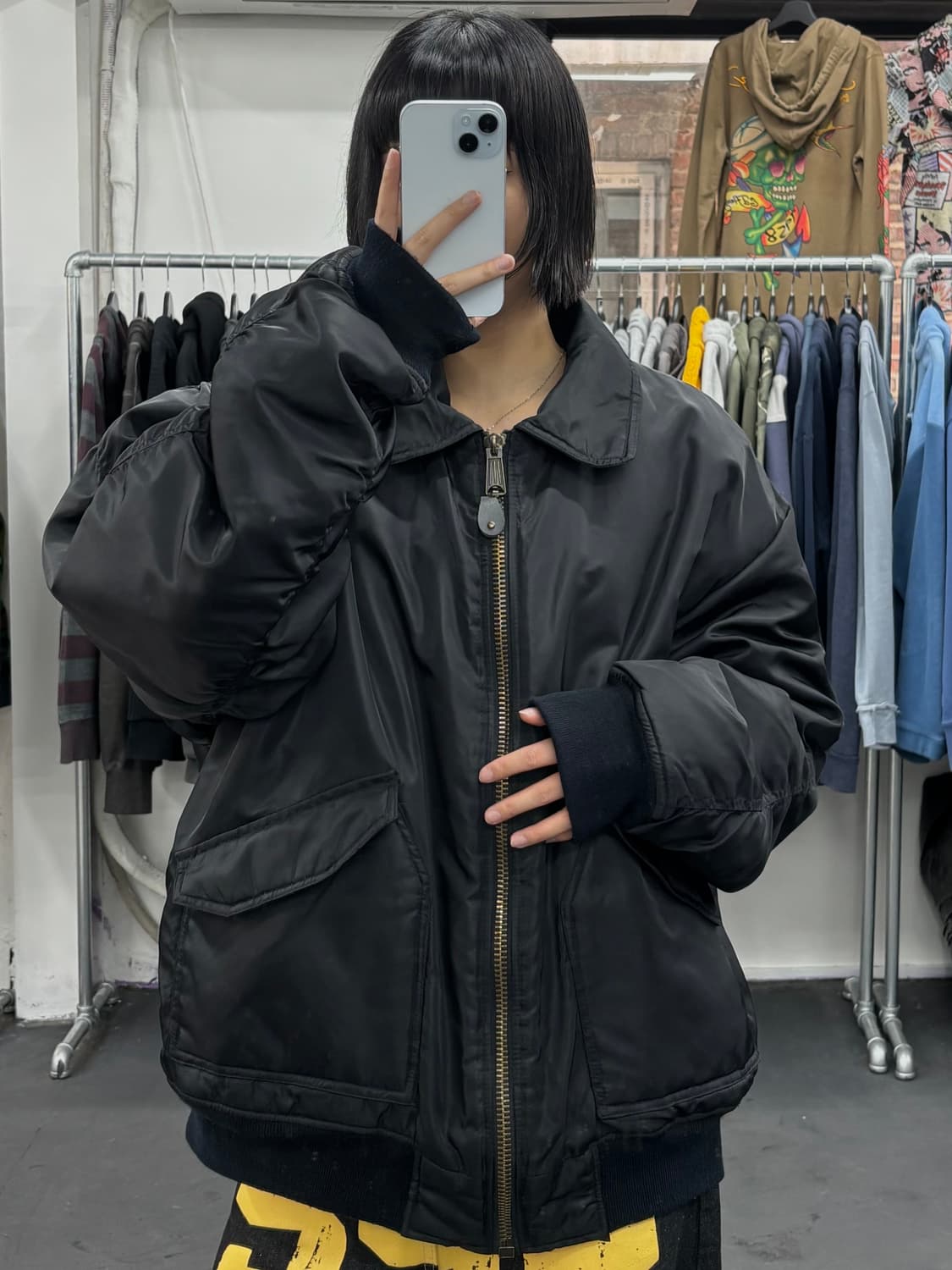 VTG 오버핏 블랙 봄버자켓 상품이미지4