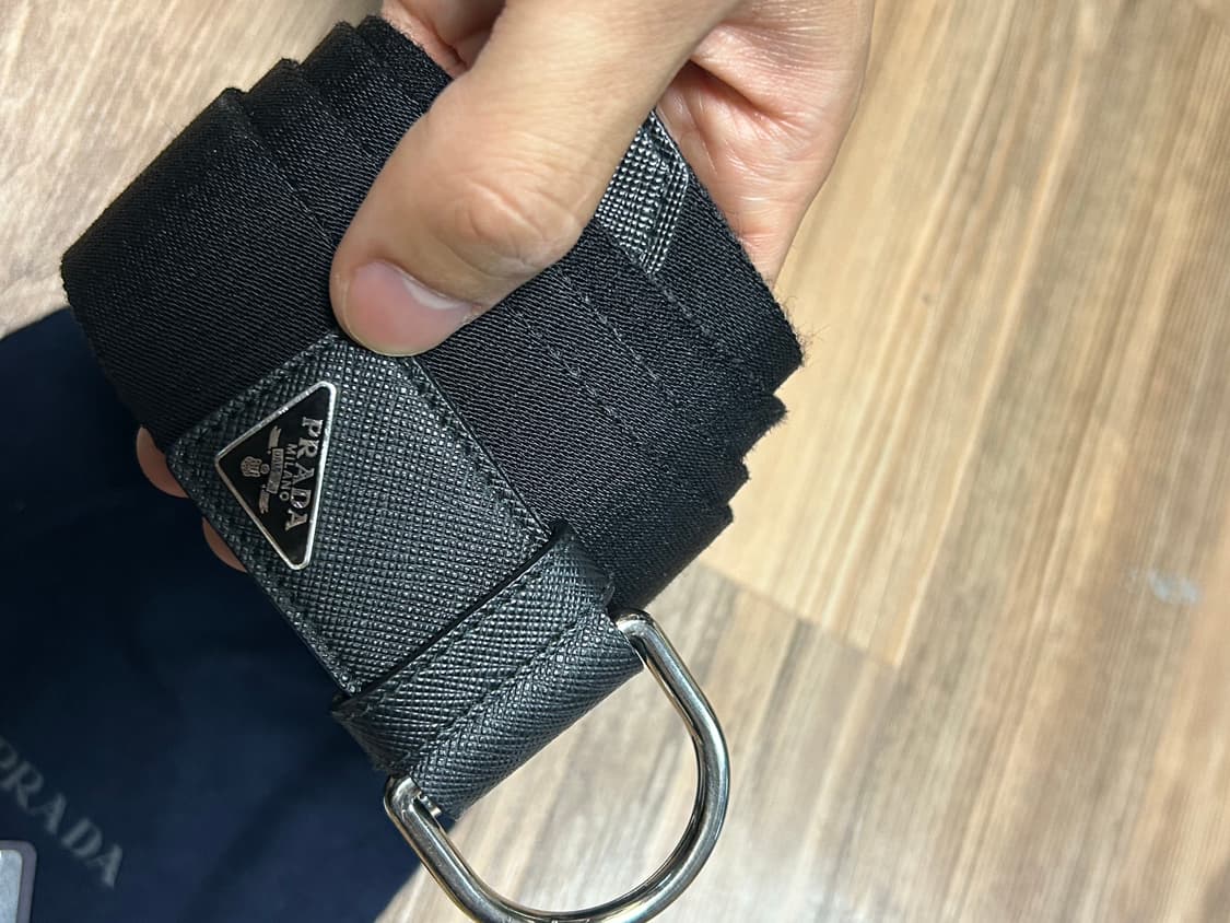 프라다 로고 더블D링 패브릭 벨트 상품이미지2