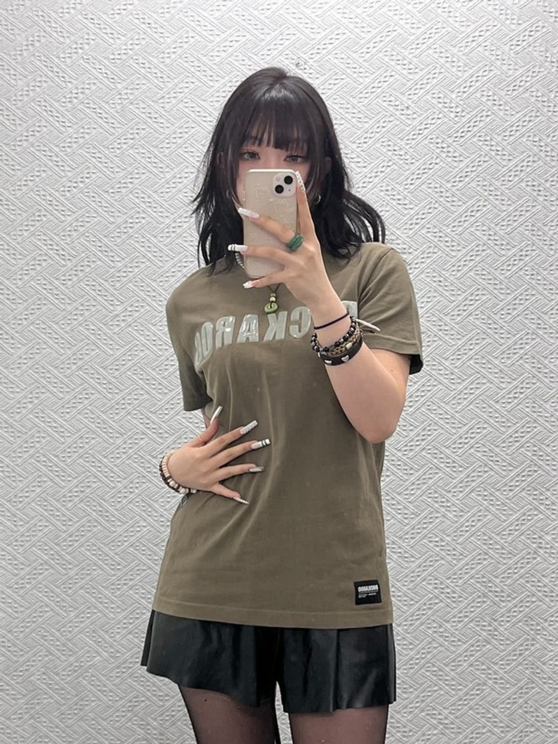 버커루 빈티지 스트릿 펑크 올리브그린 반팔 티 M C10890 상품이미지1