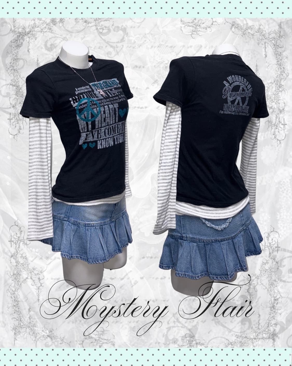 청록 민트 땡땡이 코디세트 6pcs 00s 키치 갸루 상품이미지4