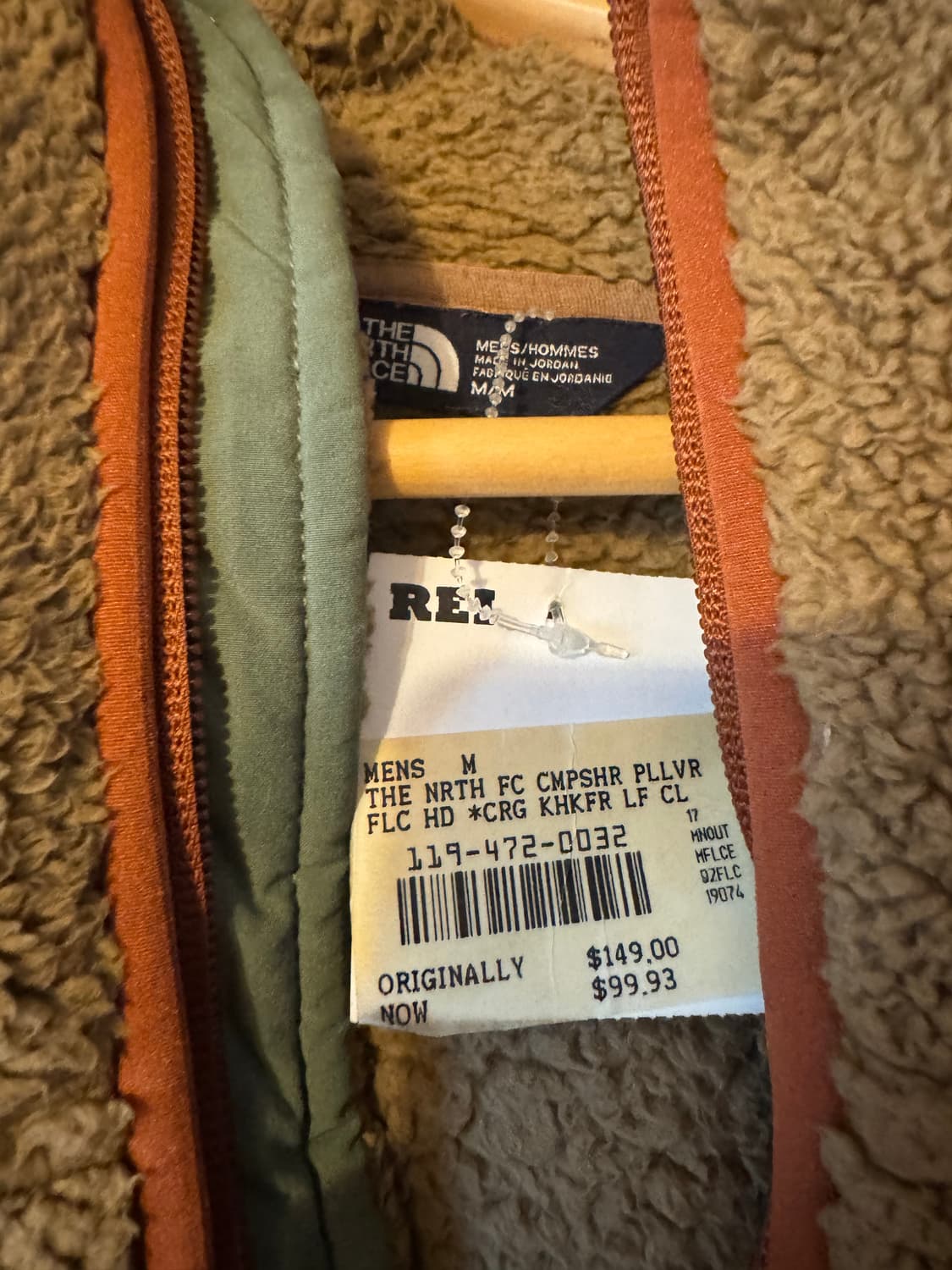 미국판 노스페이스 REI 풀오버 후리스 플리스 카키 M사이즈 새제품판매 상품이미지5