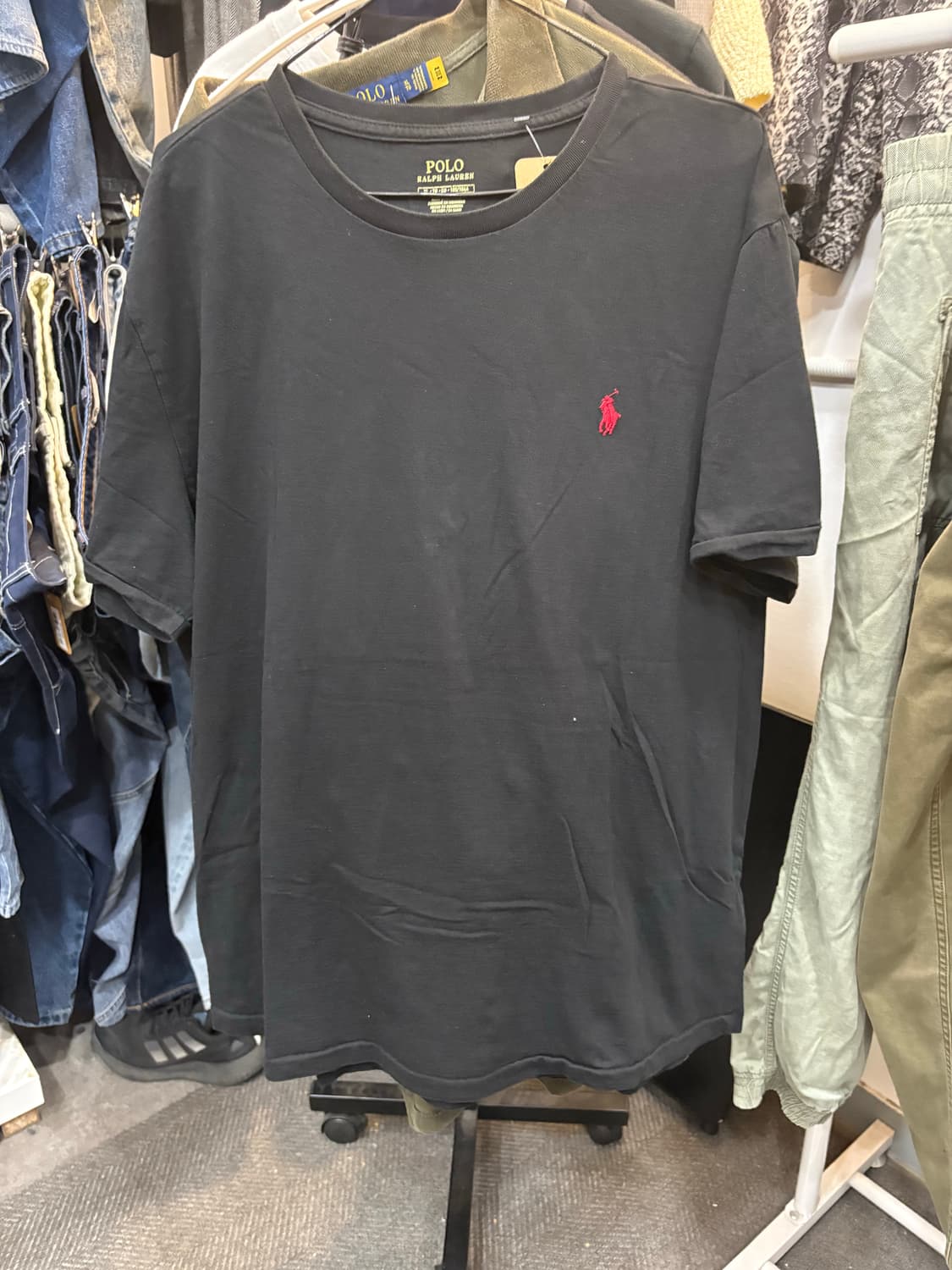 폴로 랄프로렌 검정생 라운드 반팔티 XL 상품이미지1