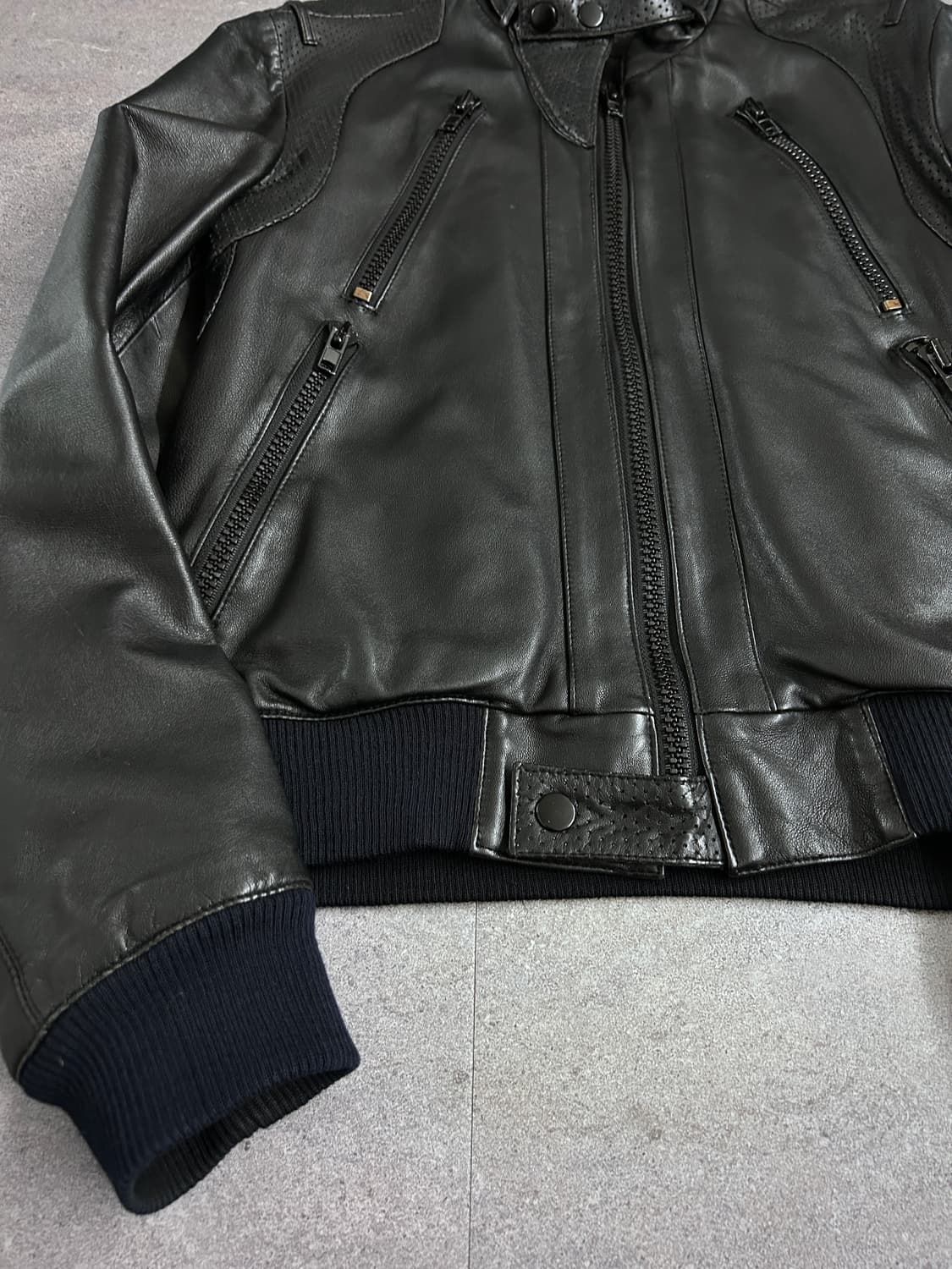 멀티 지퍼 판넬 레더 자켓 상품이미지4