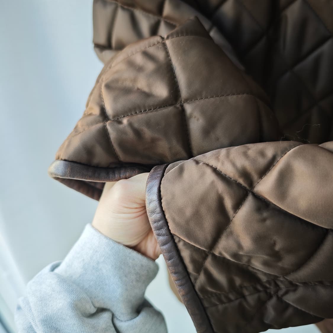 버버리 프로섬 레더 포인트 금장 버튼 다이아몬드 퀼팅 자켓 브라운 46 상품이미지5