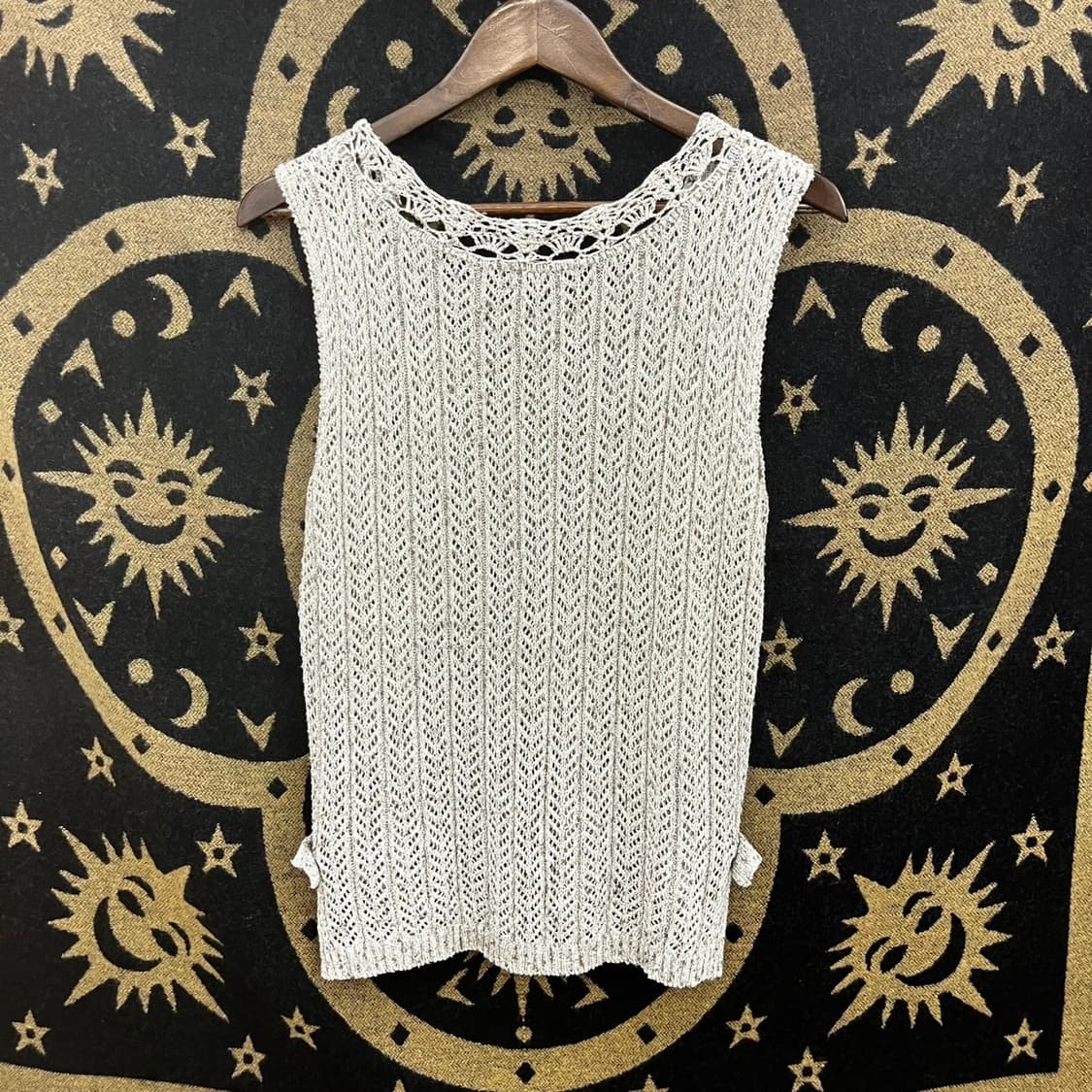 빈티지 보헤미안 코지 모리 버튼 레이스 뜨개 니트 베스트 K0130 상품이미지4