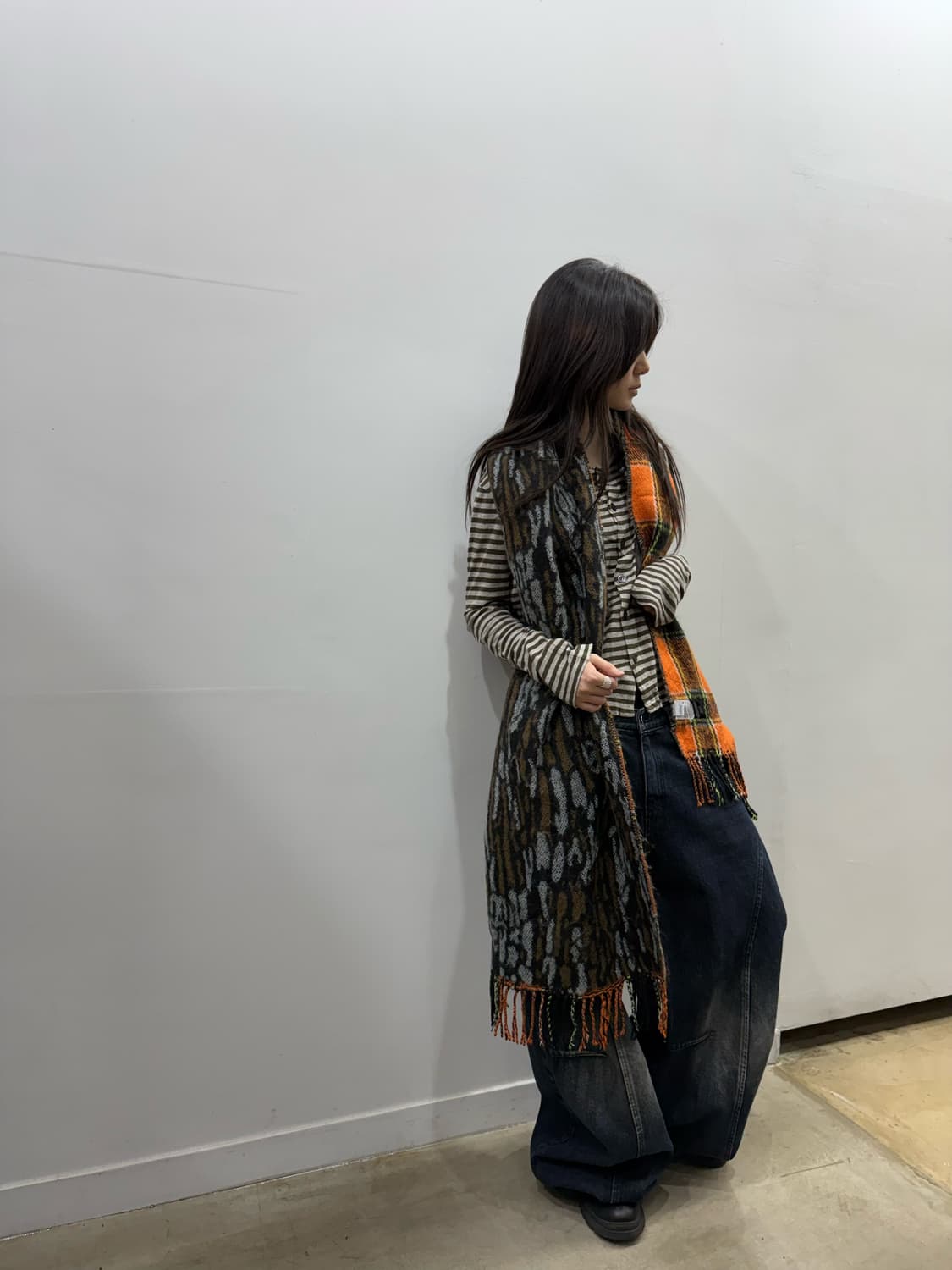 스투시 리버시블 리얼트리&체크 패턴 머플러 상품이미지5