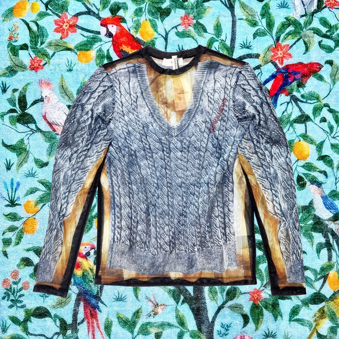 H&M 글렌마틴스 * 프린트 메쉬 탑 * 블루 * M 상품이미지1