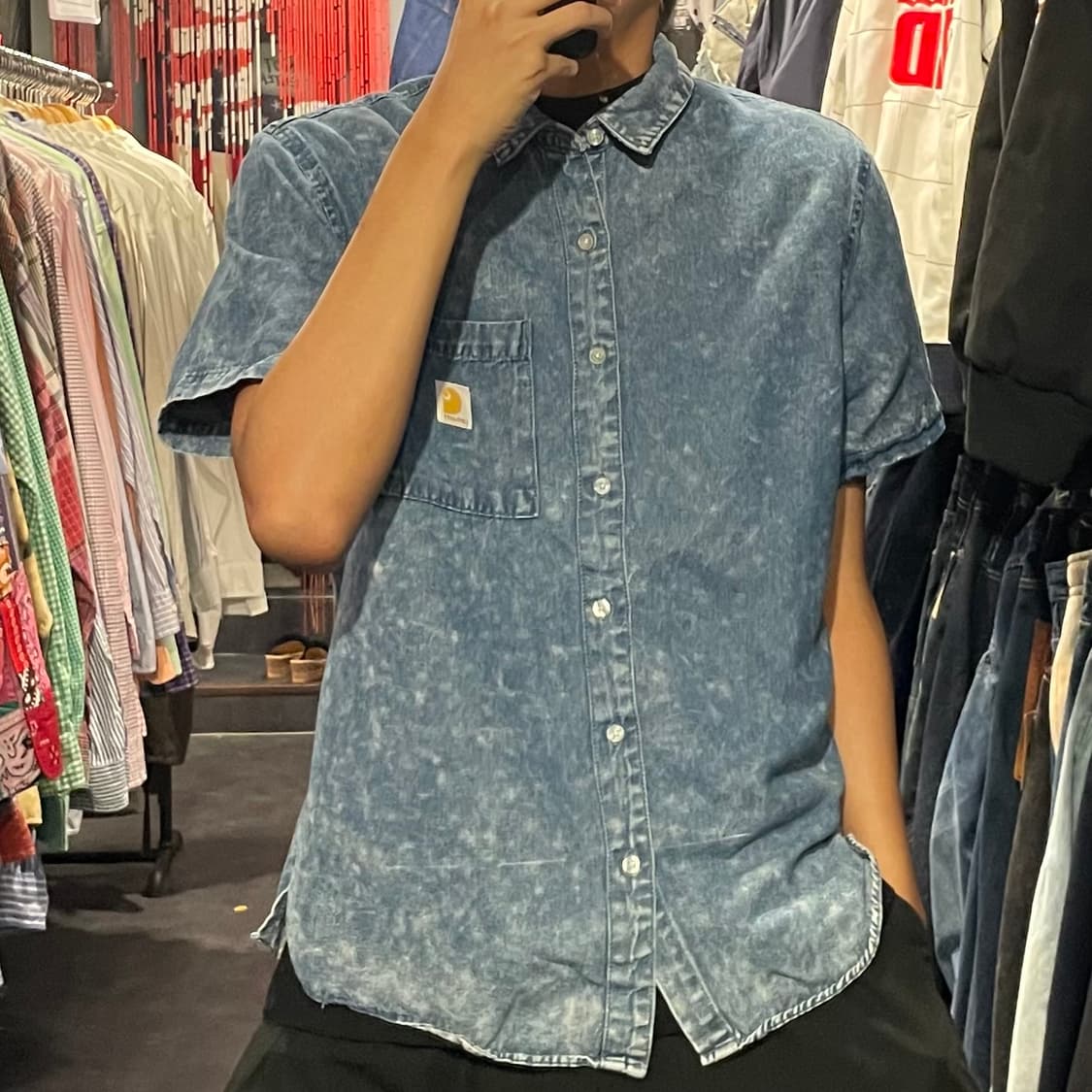 [IM] carhartt 칼하트 중청 워싱 데님 반팔셔츠 상품이미지6