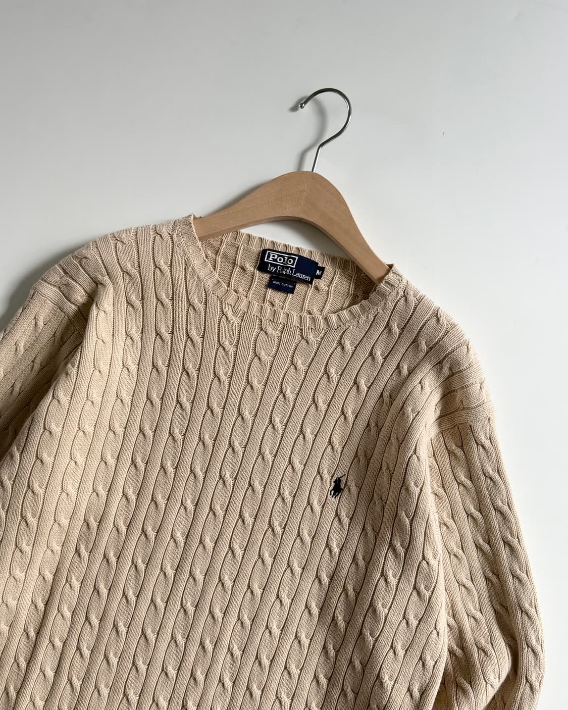 Polo 폴로 랄프로렌 연베이지컬러 코튼 케이블 니트 상품이미지4
