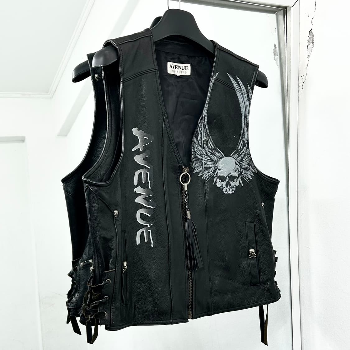 80s AVENUE 소가죽 스컬 모터사이클 베스트 상품이미지5