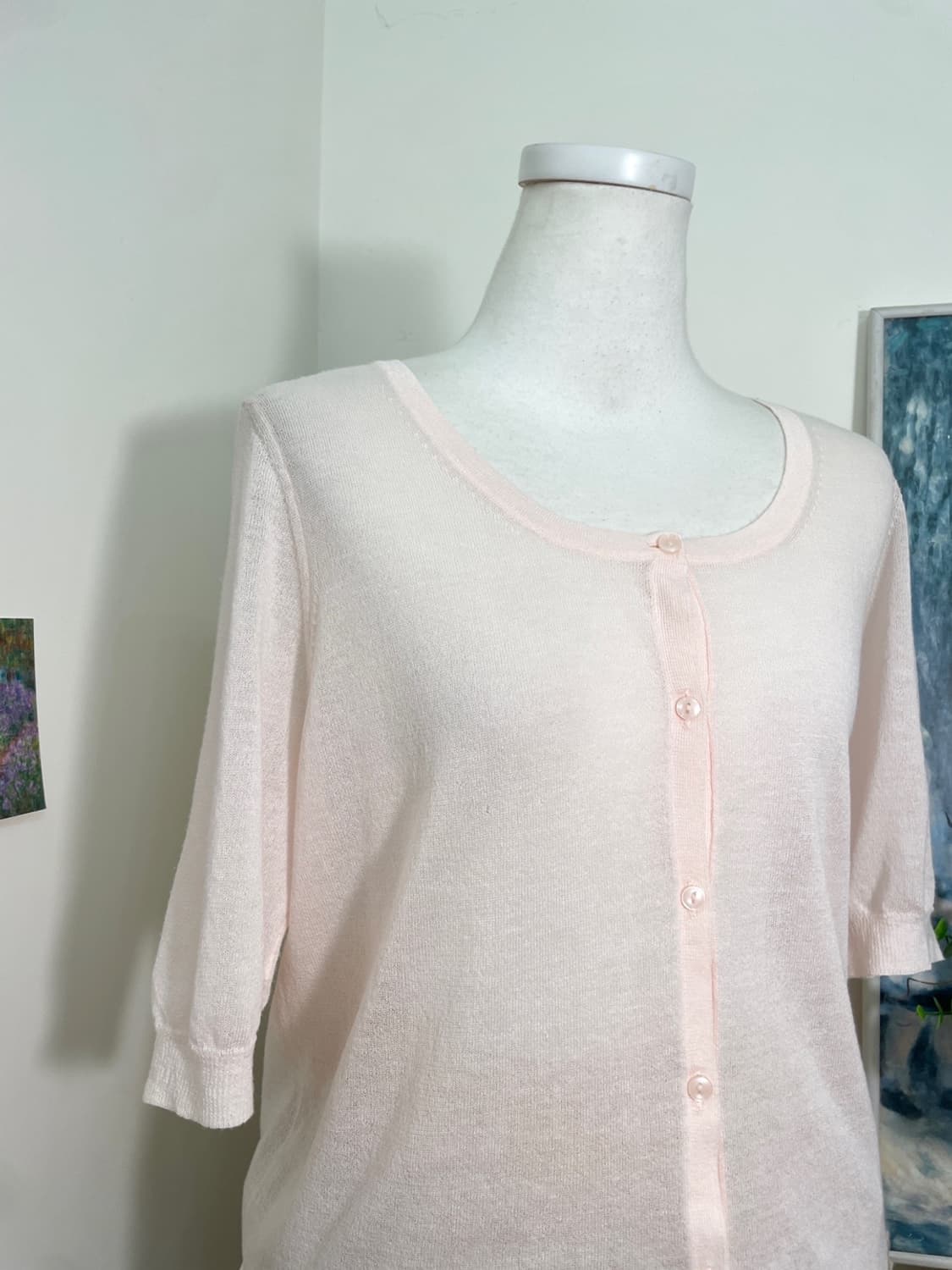 sheer pink half summer cardigan 상품이미지5
