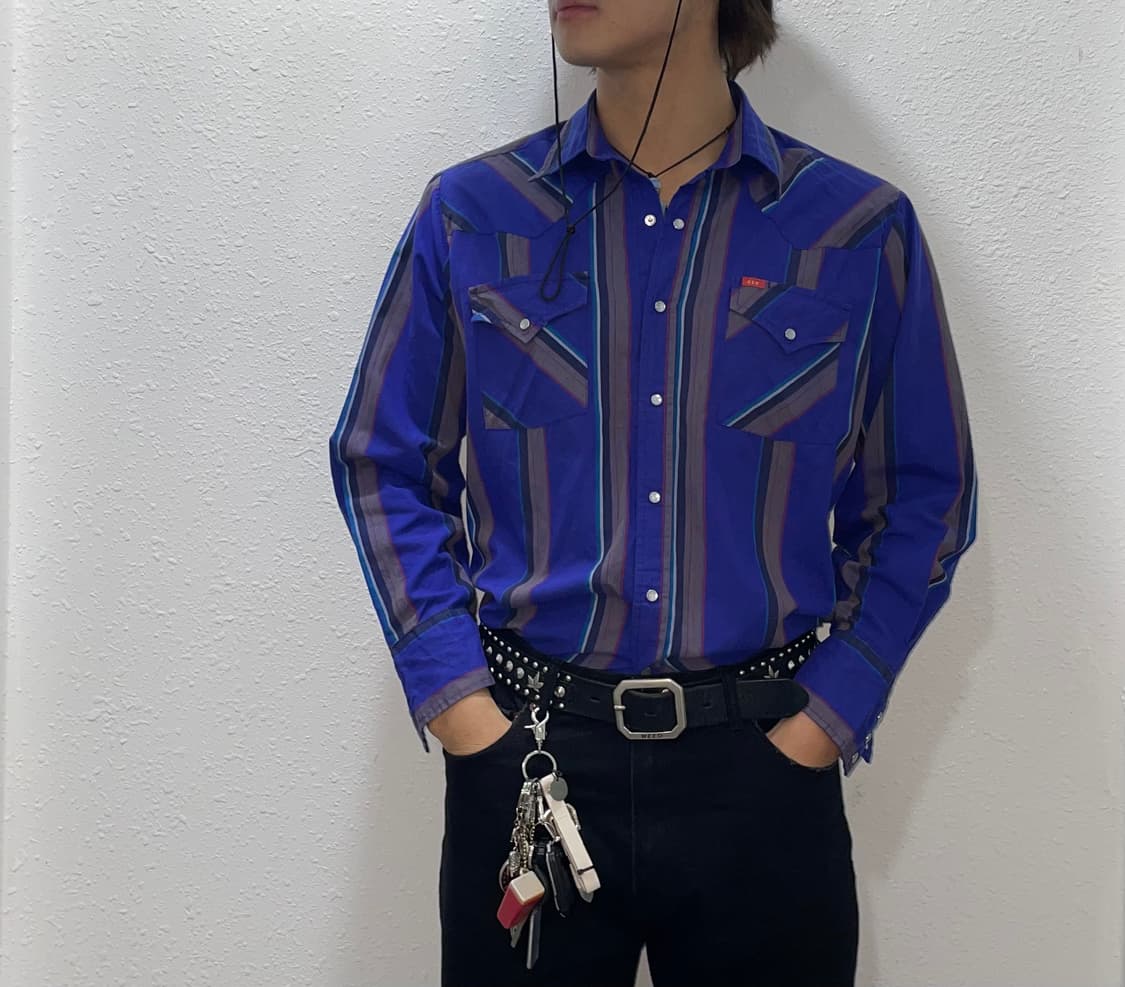 70‘s ely plains Blue Stripe 웨스턴셔츠 상품이미지1