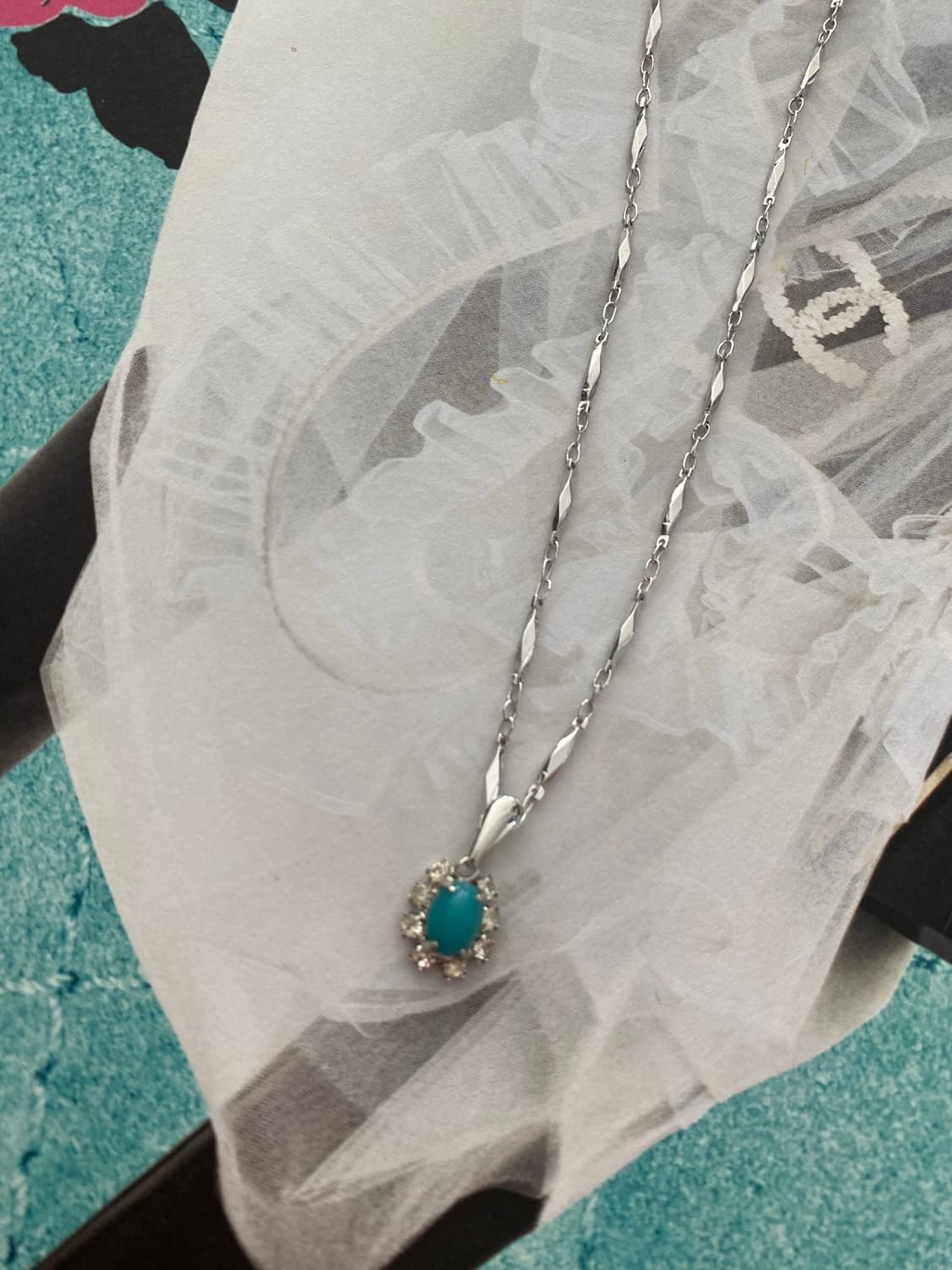 빈티지 터키석 컬러 스톤 목걸이 상품이미지1