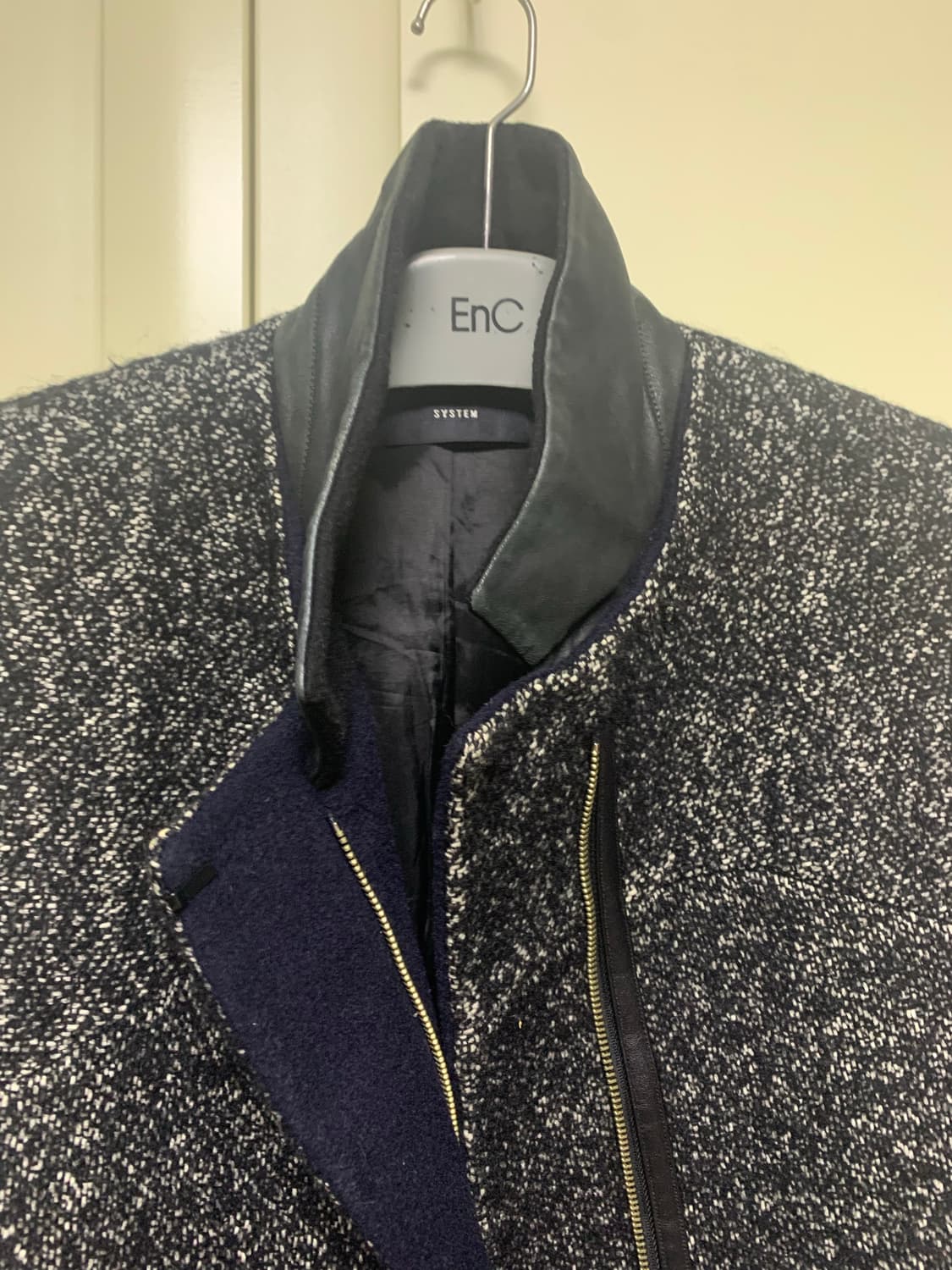 시스템 트위드 가죽매칭 코트 상품이미지2