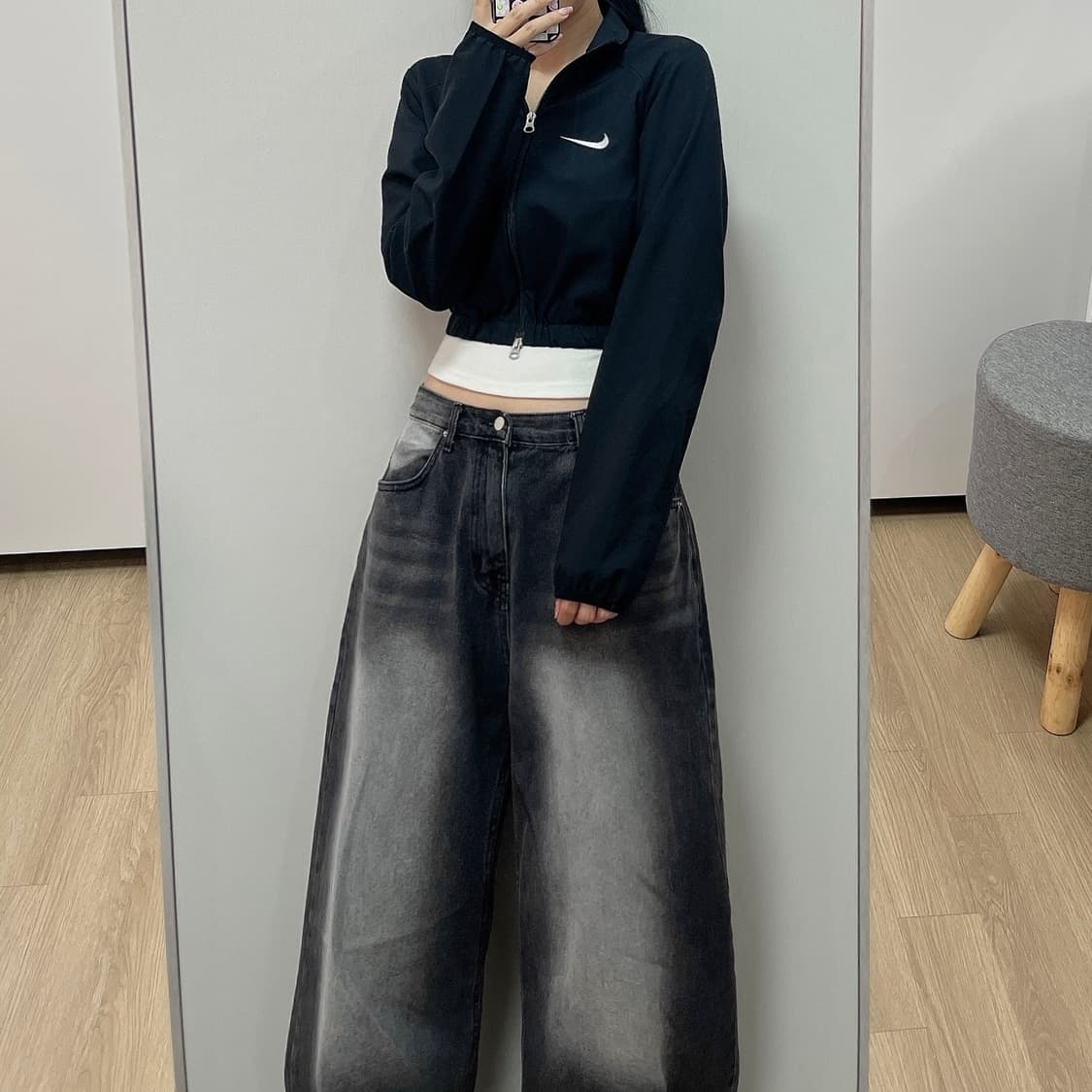 나이키 커스텀 투웨이 크롭 바람막이 자켓 상품이미지2