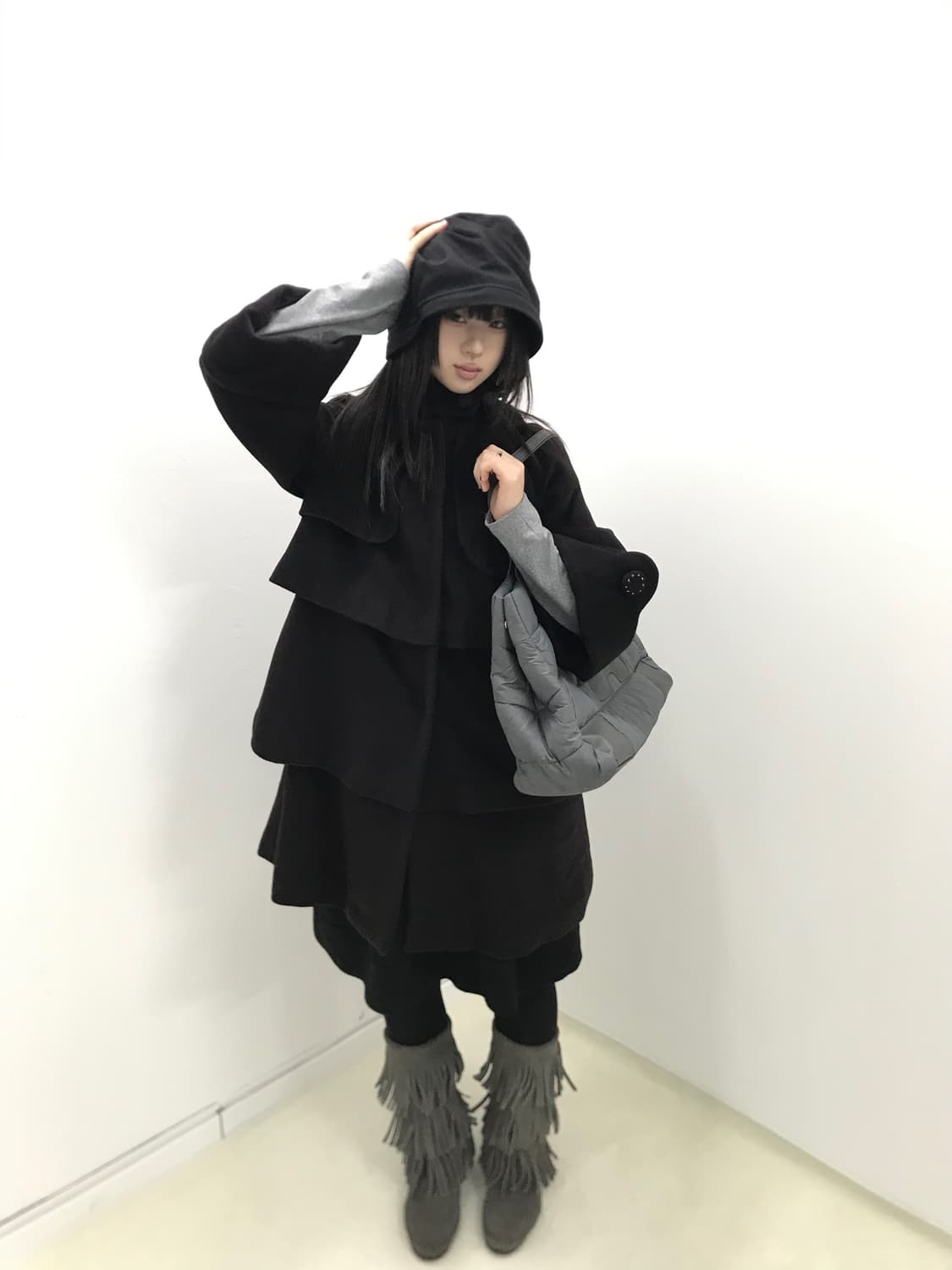 Thick wool pleats winter midi skirt 상품이미지10