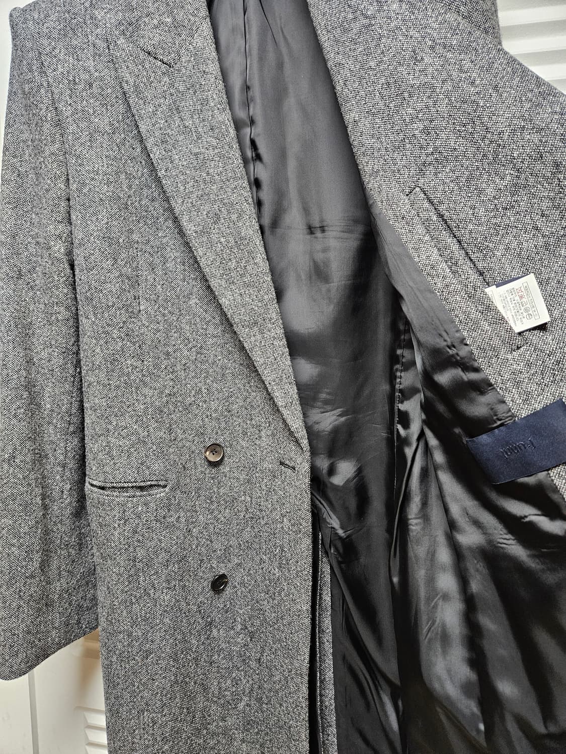 준지 JUUN. J 오버숄더 사이드 슬릿 더블 맥시 울코트 그레이 상품이미지5