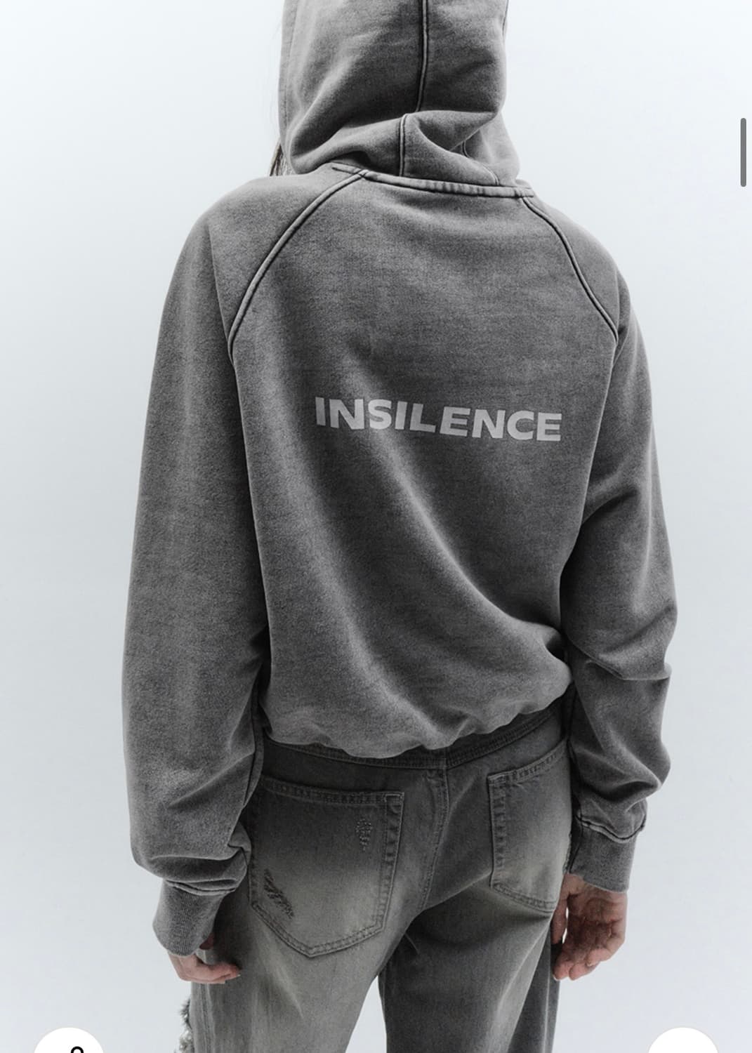 인사일런스우먼 스노우 워시드 크롭 후디 DUSTY GREY 상품이미지1