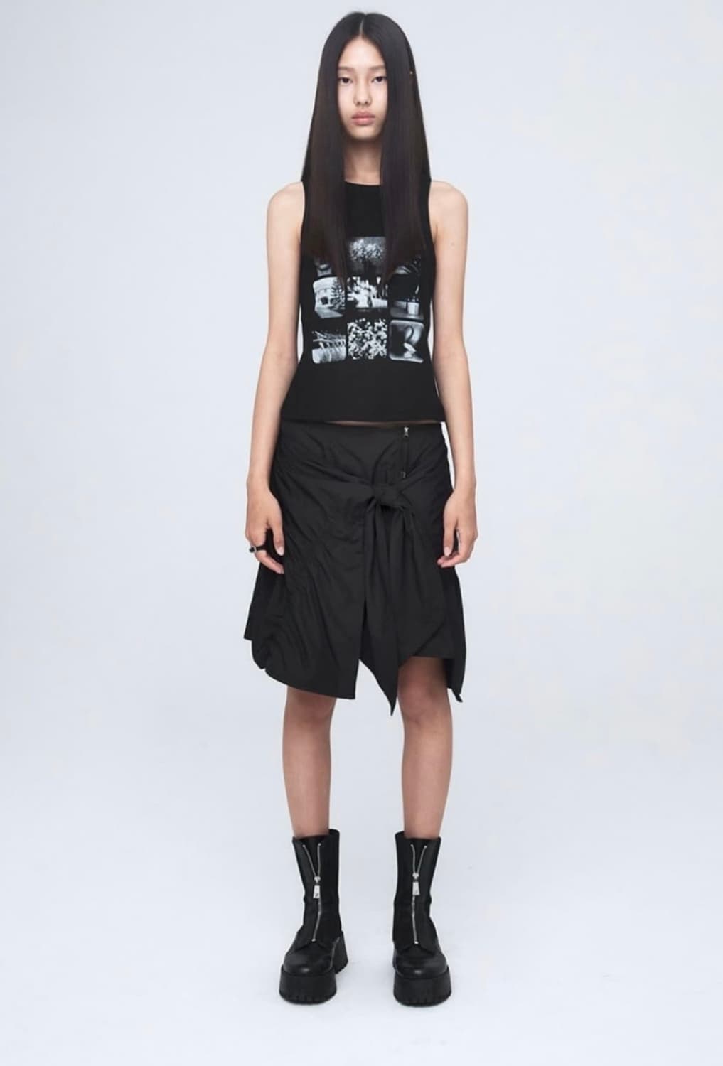 나체 puckering tie skirt 블랙 상품이미지1