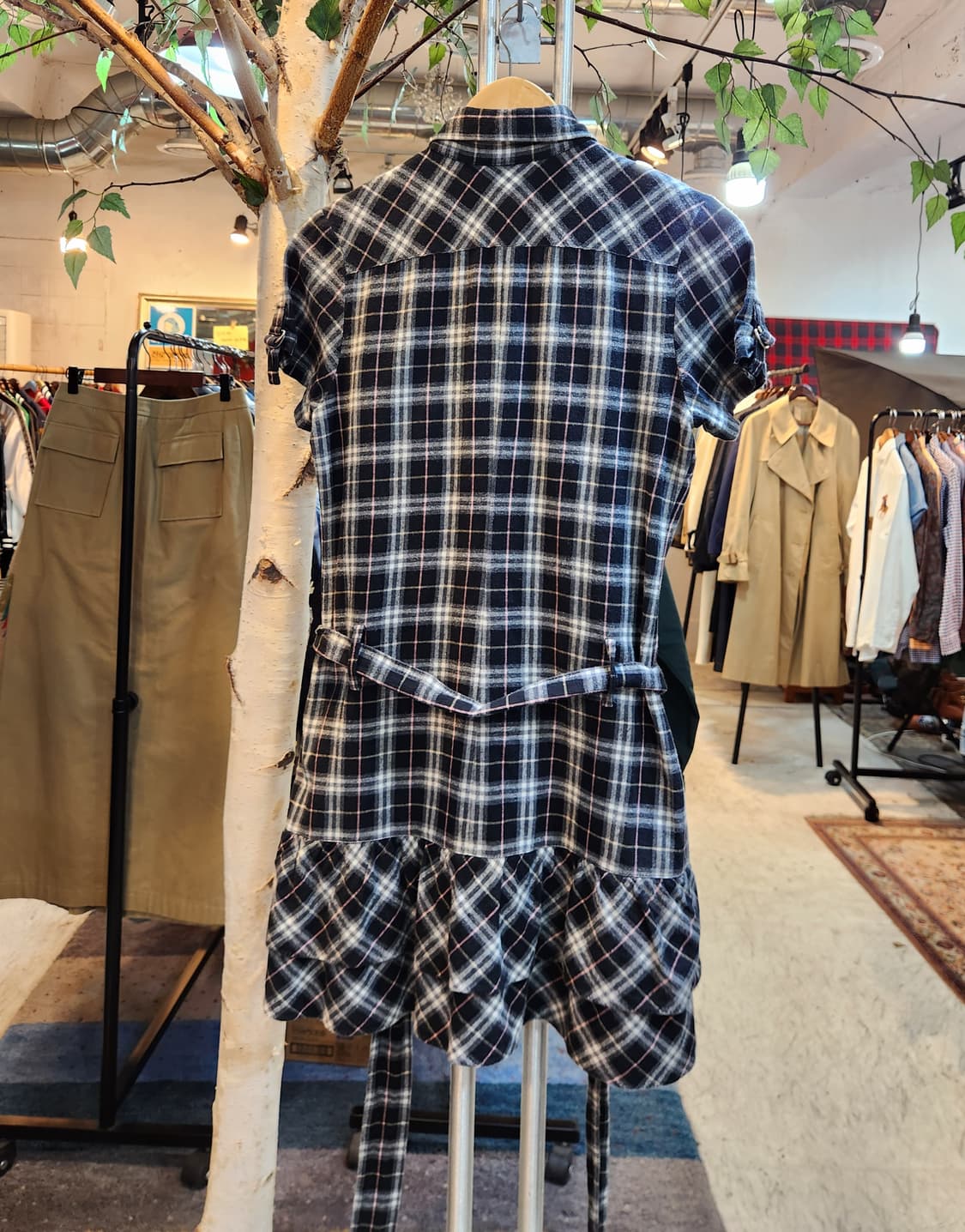 BURBERRY 버버리 블루라벨 플라넬 체크카라 반팔 원피스 상품이미지7