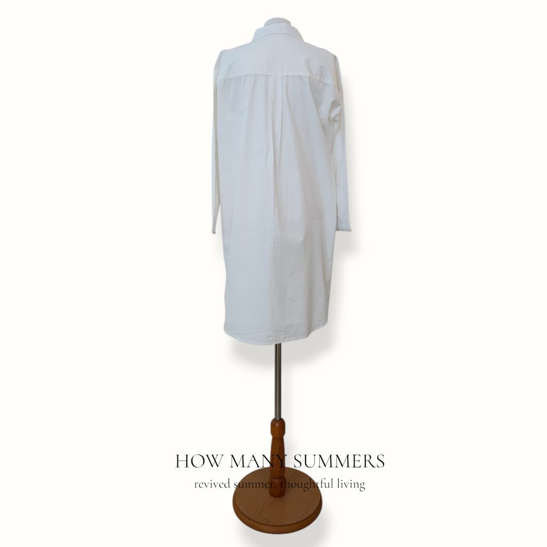 화이트 면 셔츠 롱 원피스 기본 카라 포켓 긴팔 상품이미지3