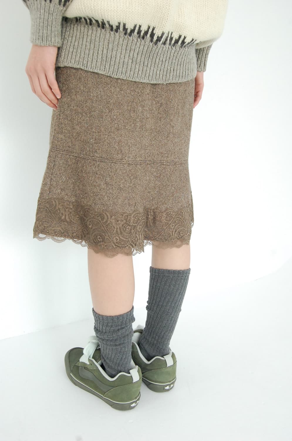 Wool slit lace skirt 상품이미지7