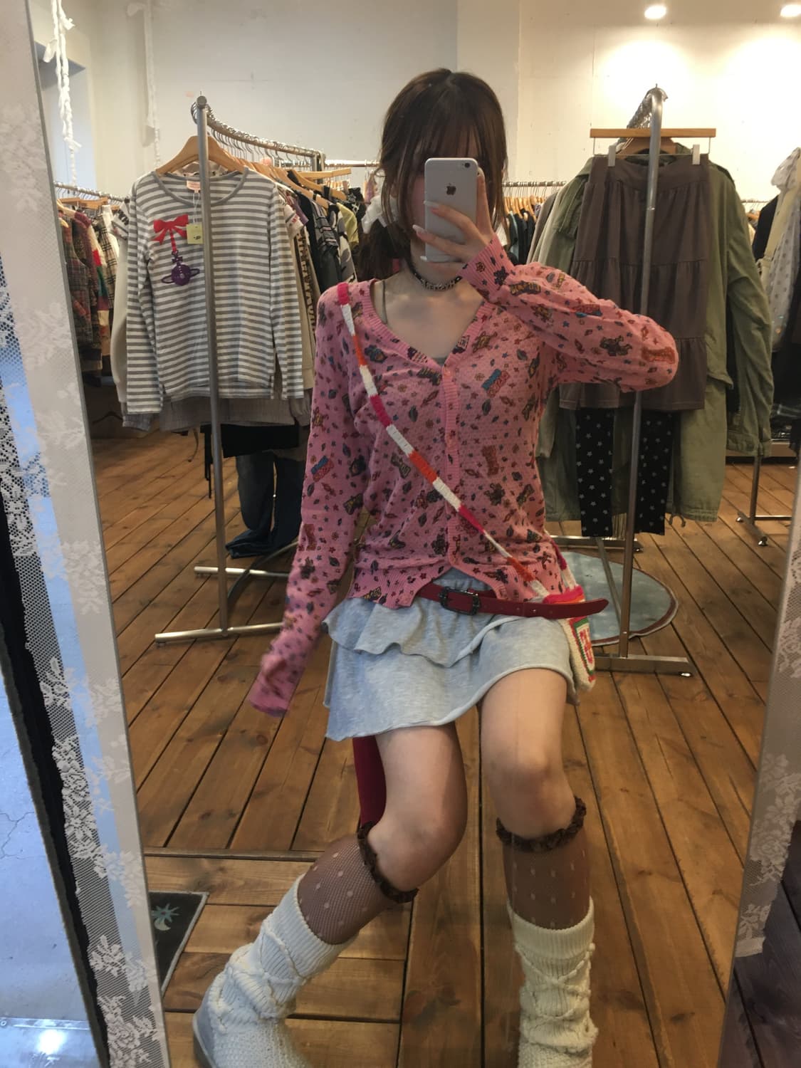 히스테릭글래머 핑크 와글 가디건 상품이미지3