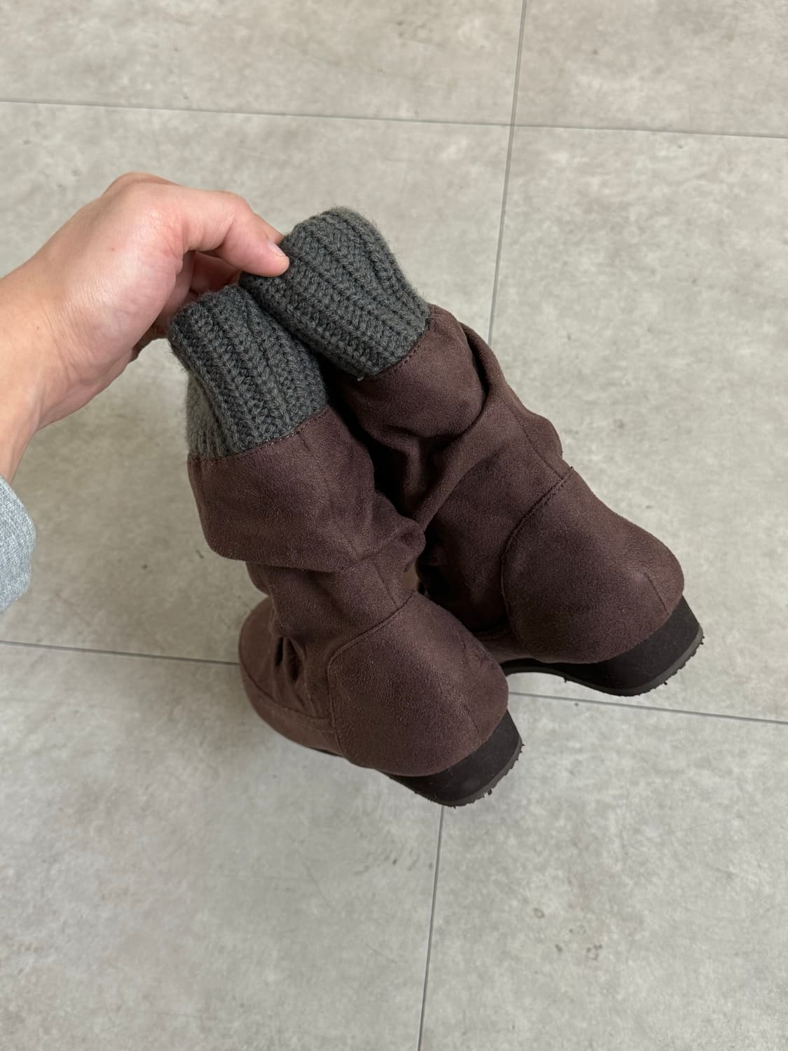 jelly beans 니트 커프 스웨이드 부츠 상품이미지6