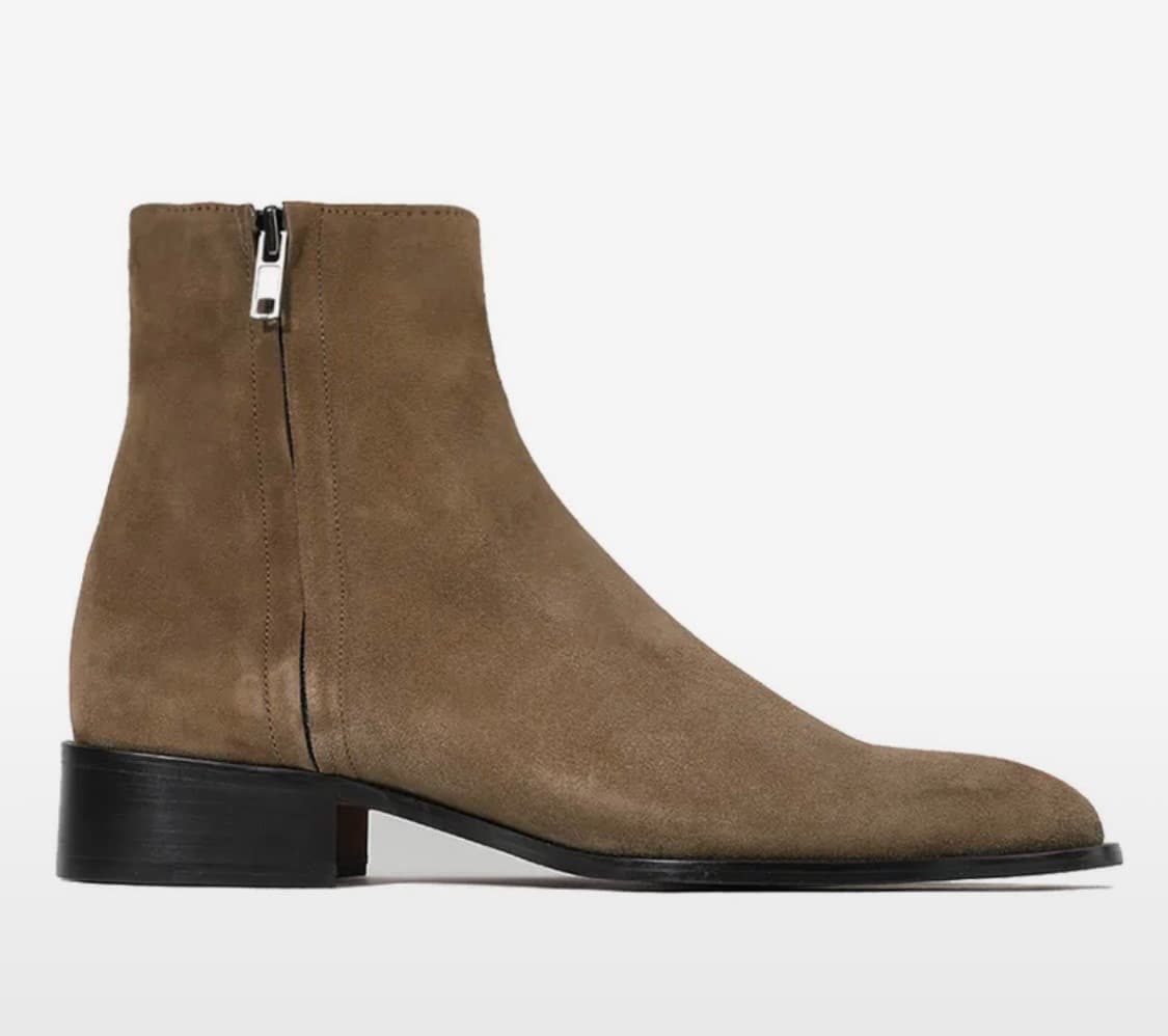 피렌체 아뜨리에 히든지퍼 디테일 슬림토 스웨이드 집업부츠 280 상품이미지1