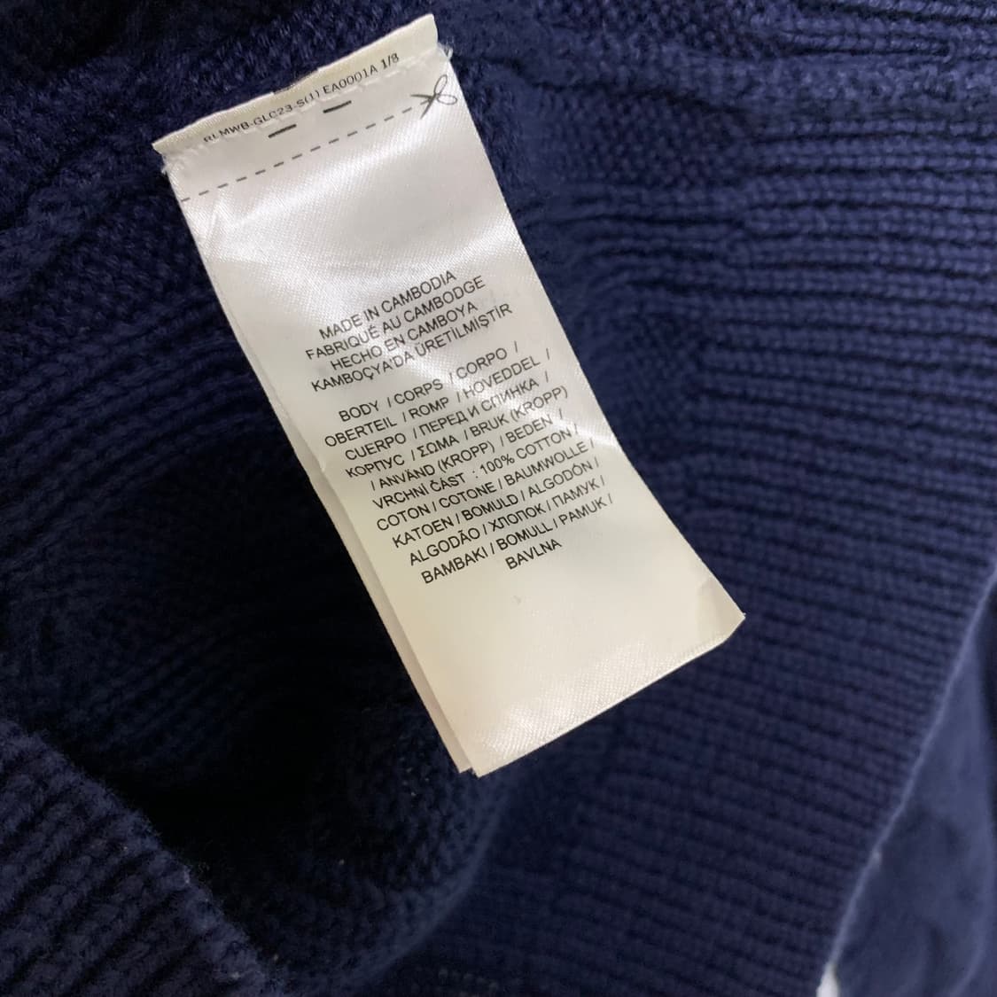 로렌랄프로렌 빈티지 케이블 유넥 세미크롭 니트 네이비 폴로 여성 M 상품이미지4