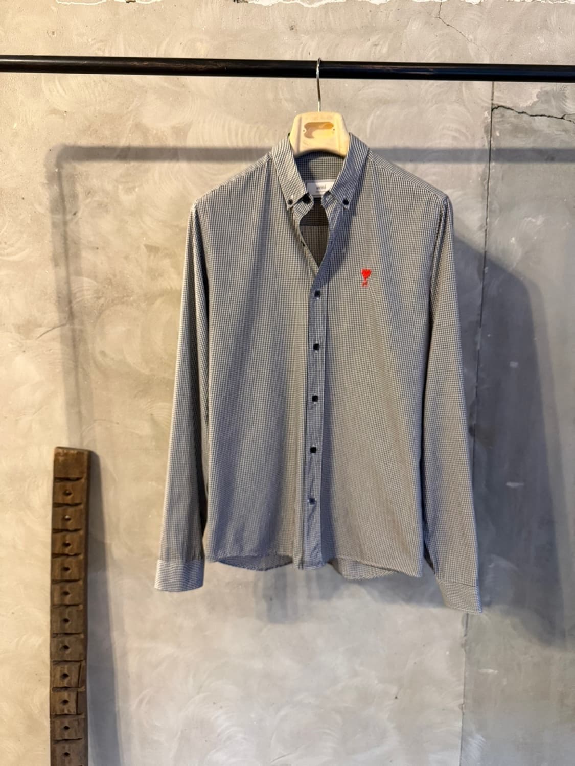 아미 깅엄패턴 버튼다운 셔츠 남성95-슬림100 상품이미지10