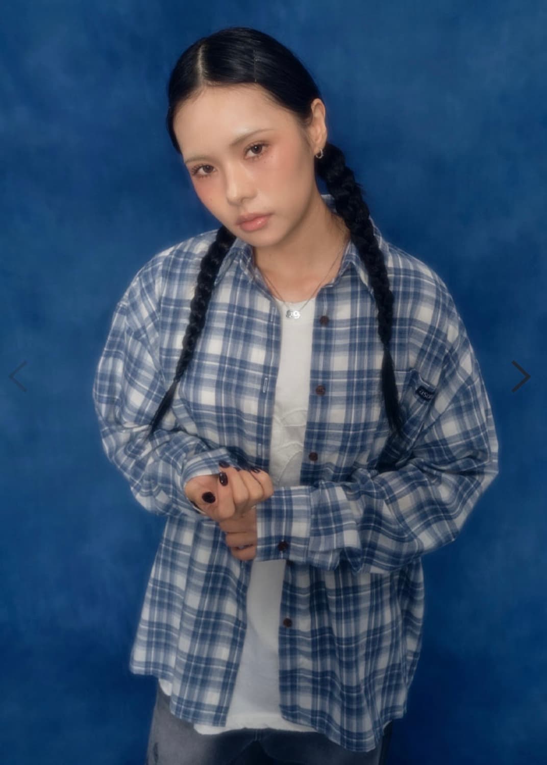 애즈온 ESSENTIAL CHECK SHIRT / BLUE 상품이미지1