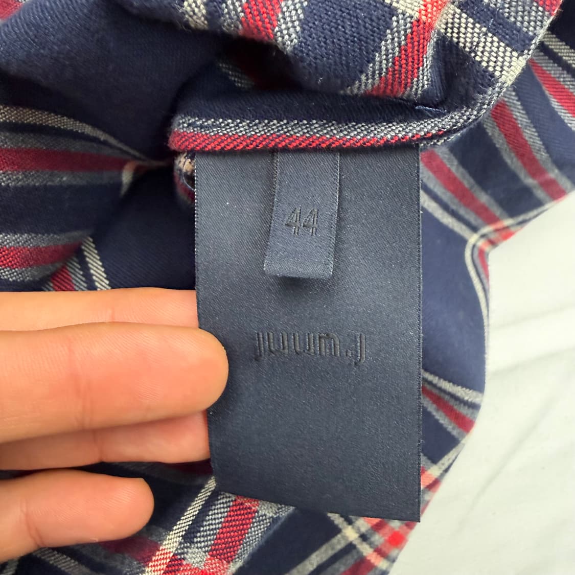 준지 네이비 레드 플란넬 체크 셔츠 L 상품이미지8
