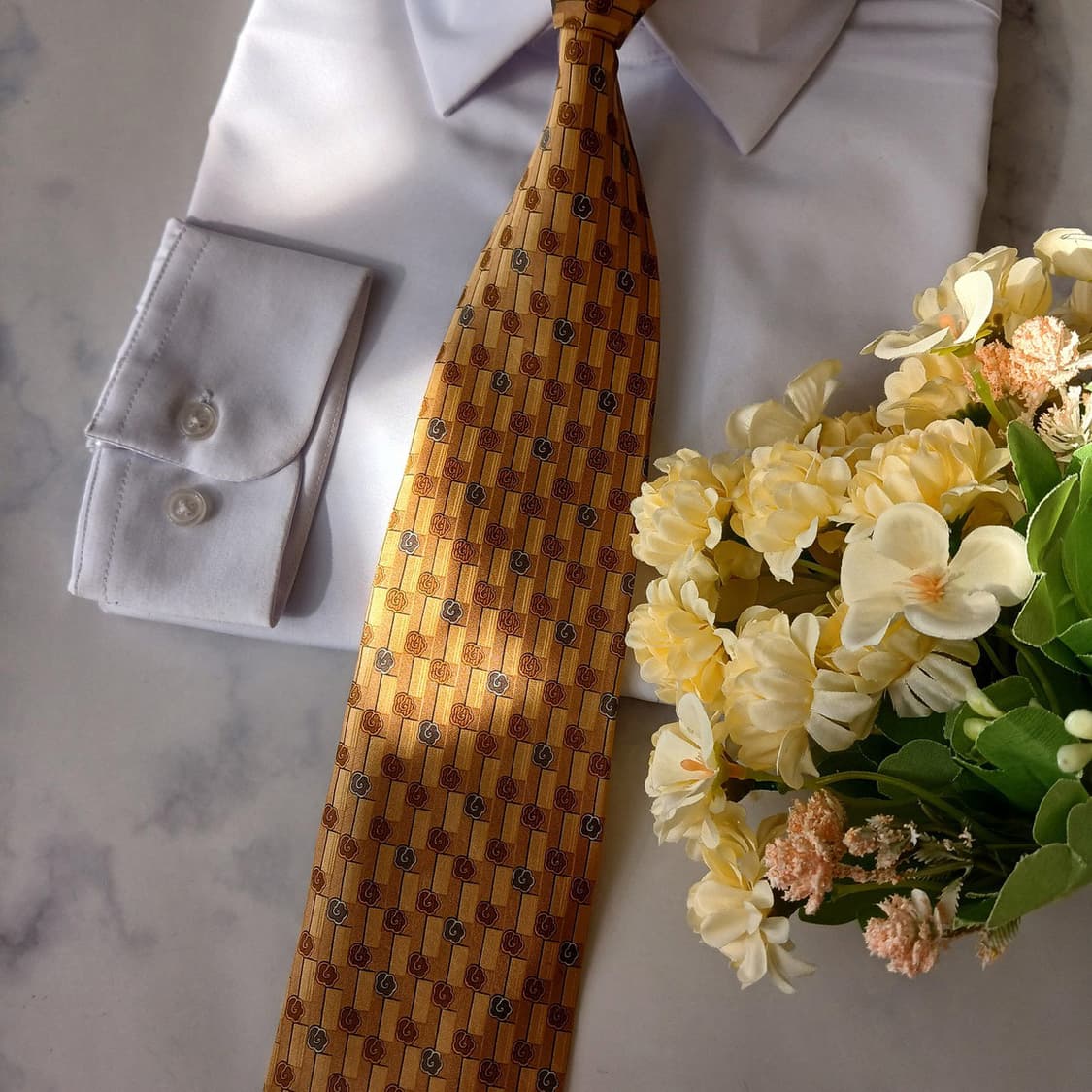 랑방 실크 브라운 패턴 넥타이 9.1cm A등급 A19583
 상품이미지5