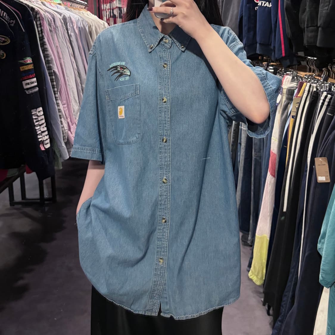  [IM] Carhartt 칼하트 데님 반팔 셔츠 중청 상품이미지3