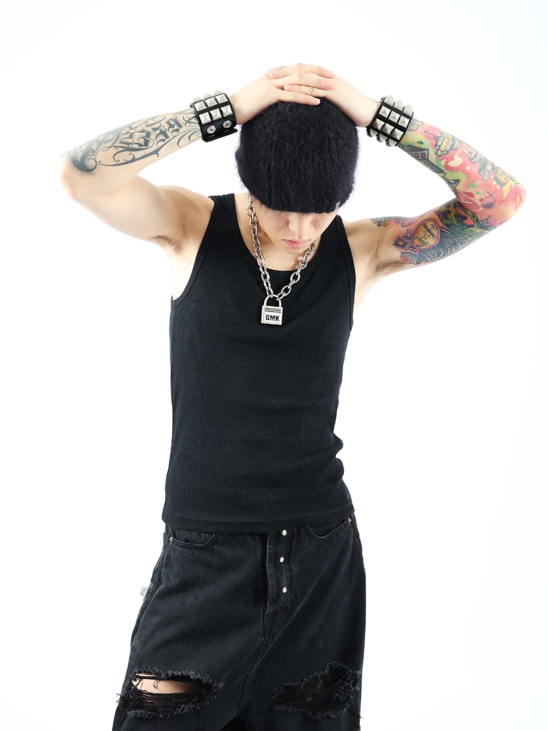 Punk Armor Stud Leather Cuff Bracelet 상품이미지6