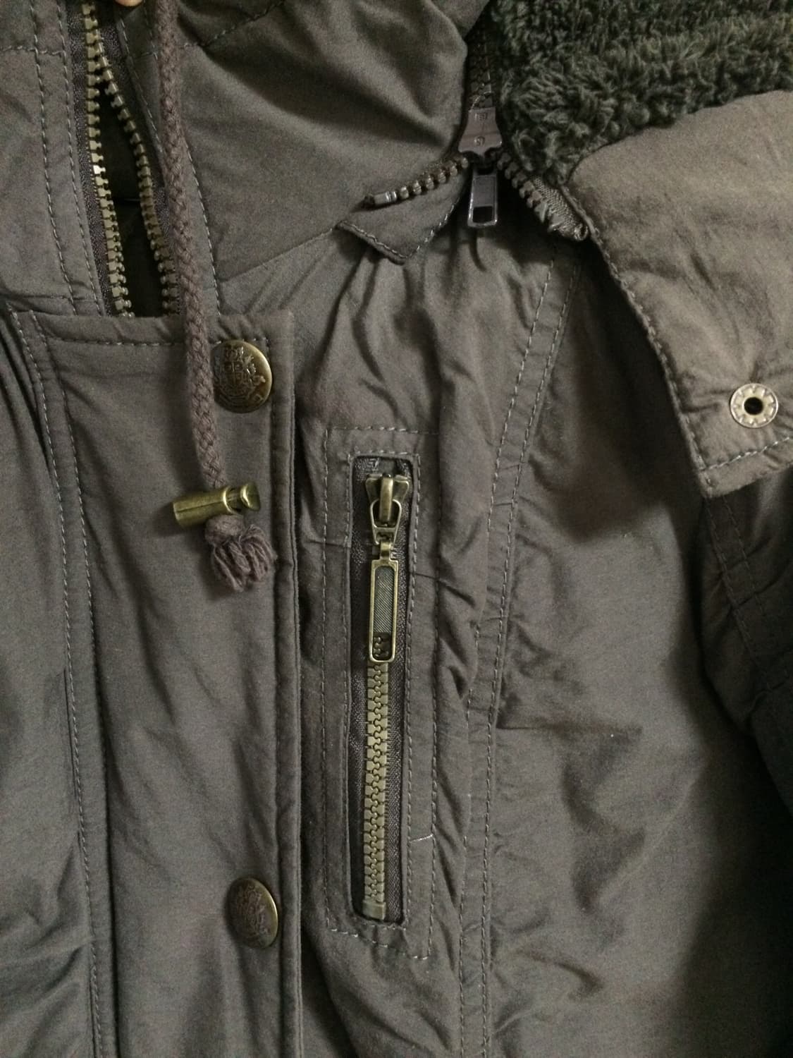 디테일 셔링 빈티지 카키 야상 자켓 상품이미지2