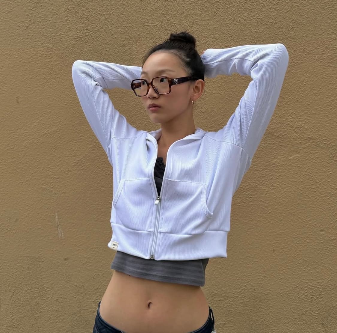 글로니 클래식 립 트랙 집업 화이트 glowny classic 상품이미지5