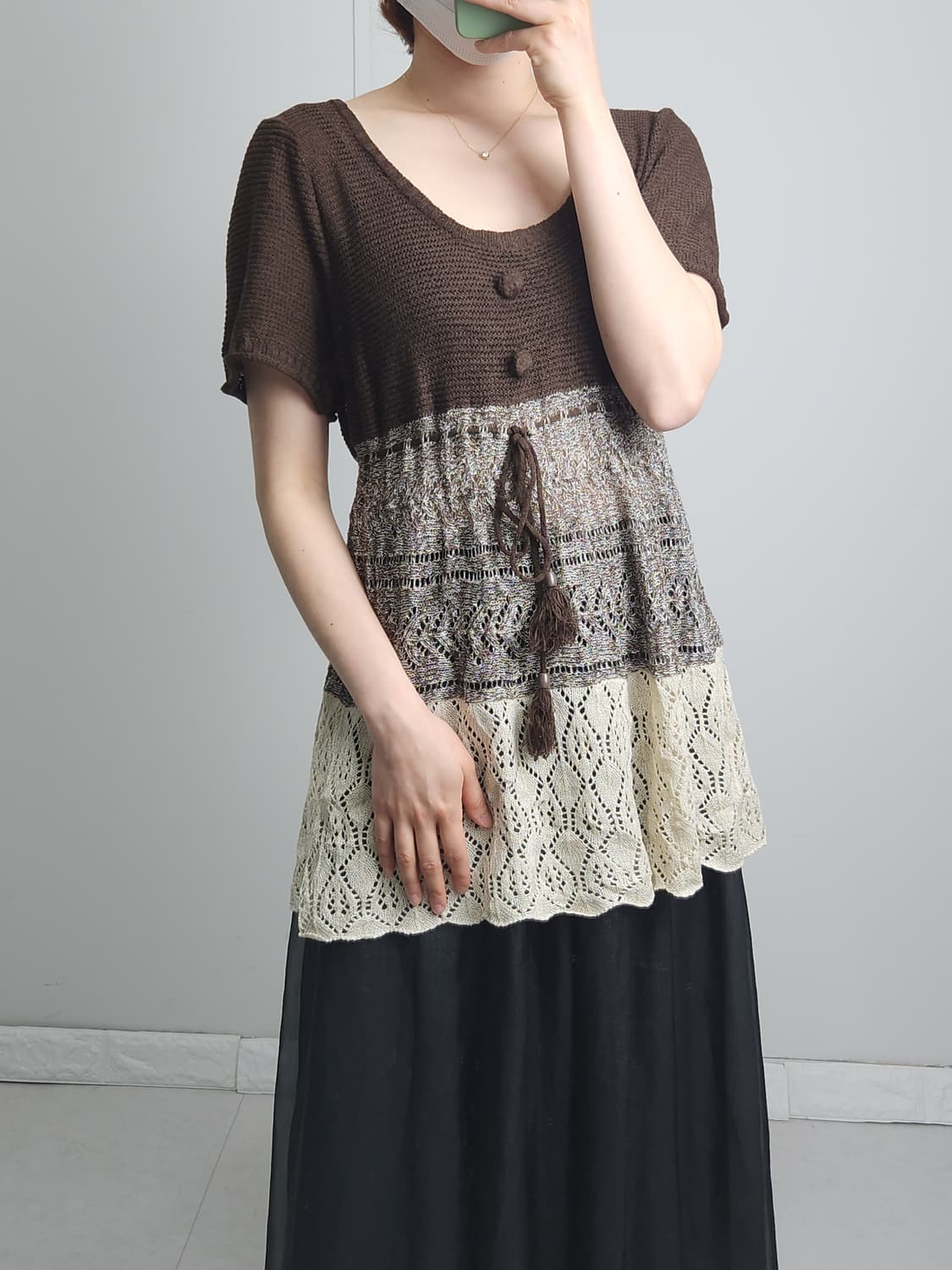 반소매 배색 니트 상품이미지2