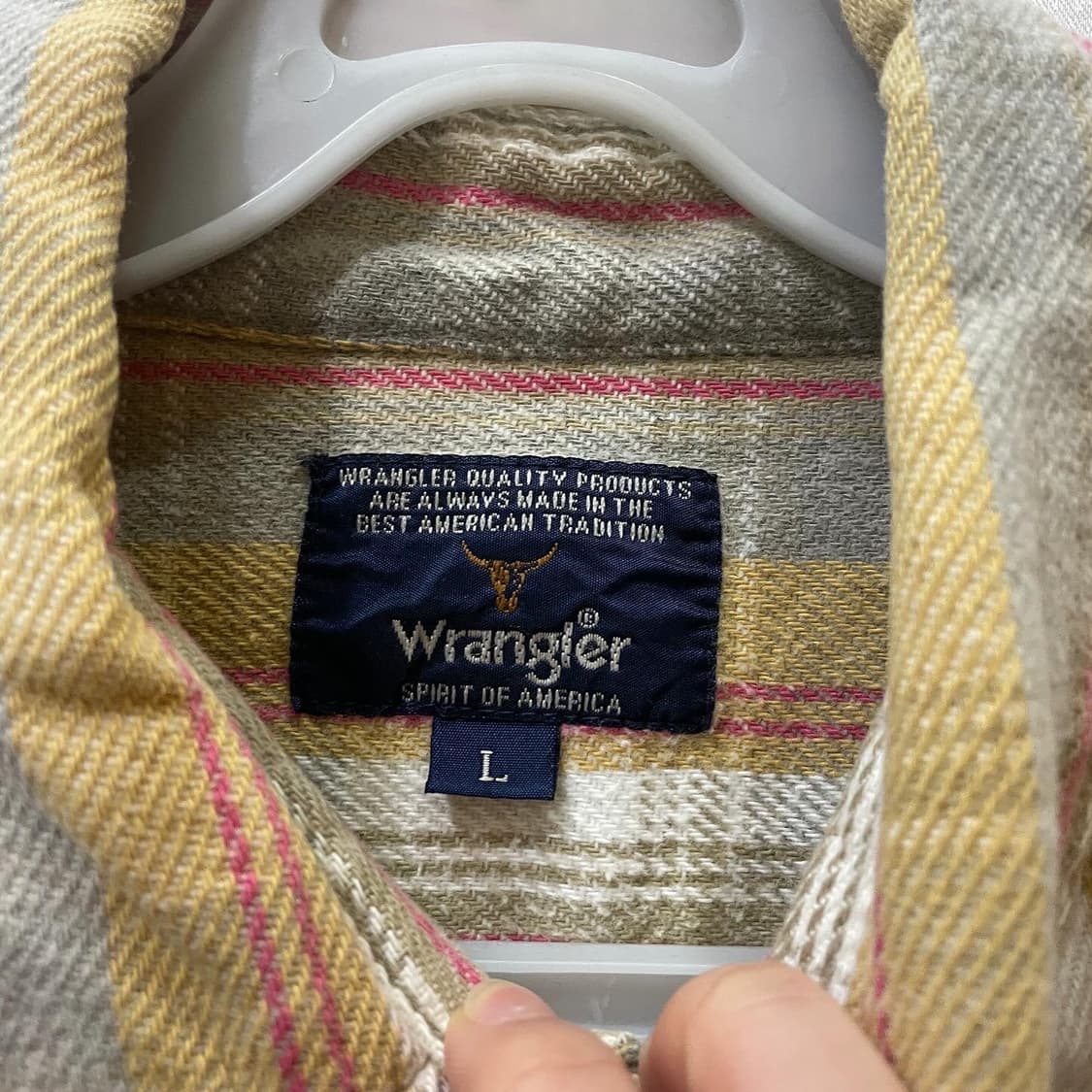 랭글러 베이지 코튼 체크 셔츠 상품이미지3